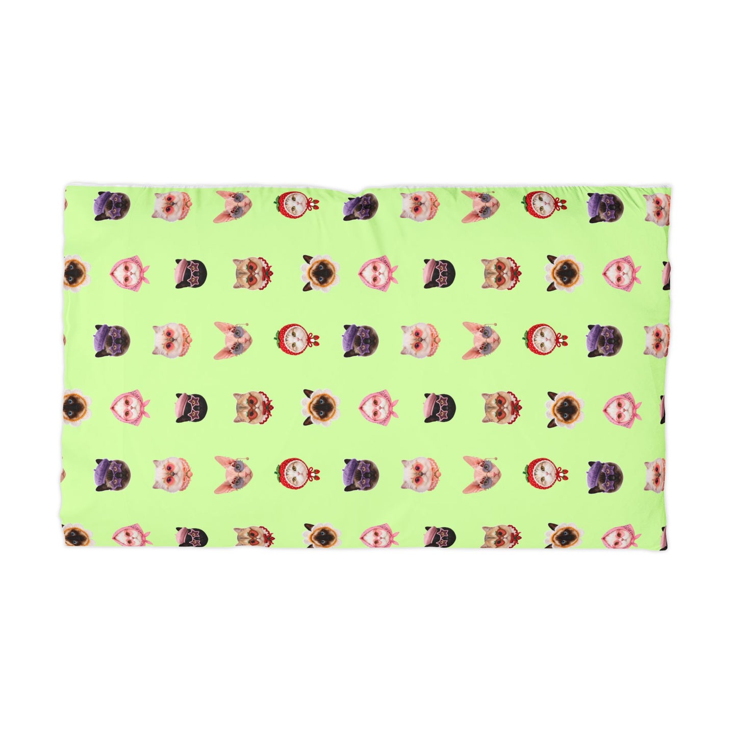 Lime Puppy Faces Pillowcase – Playful Repeat Print Microfiber Pillow Cover