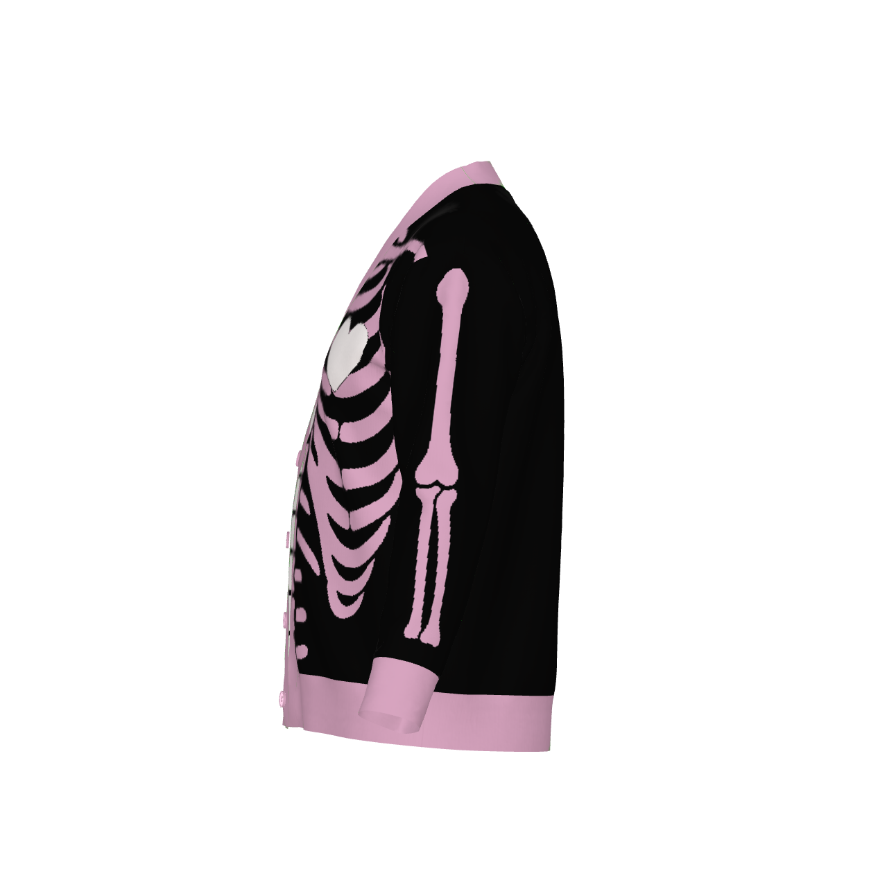 Pink Skeleton Heart Unisex Knit Cardigan (2XS–3XL)
