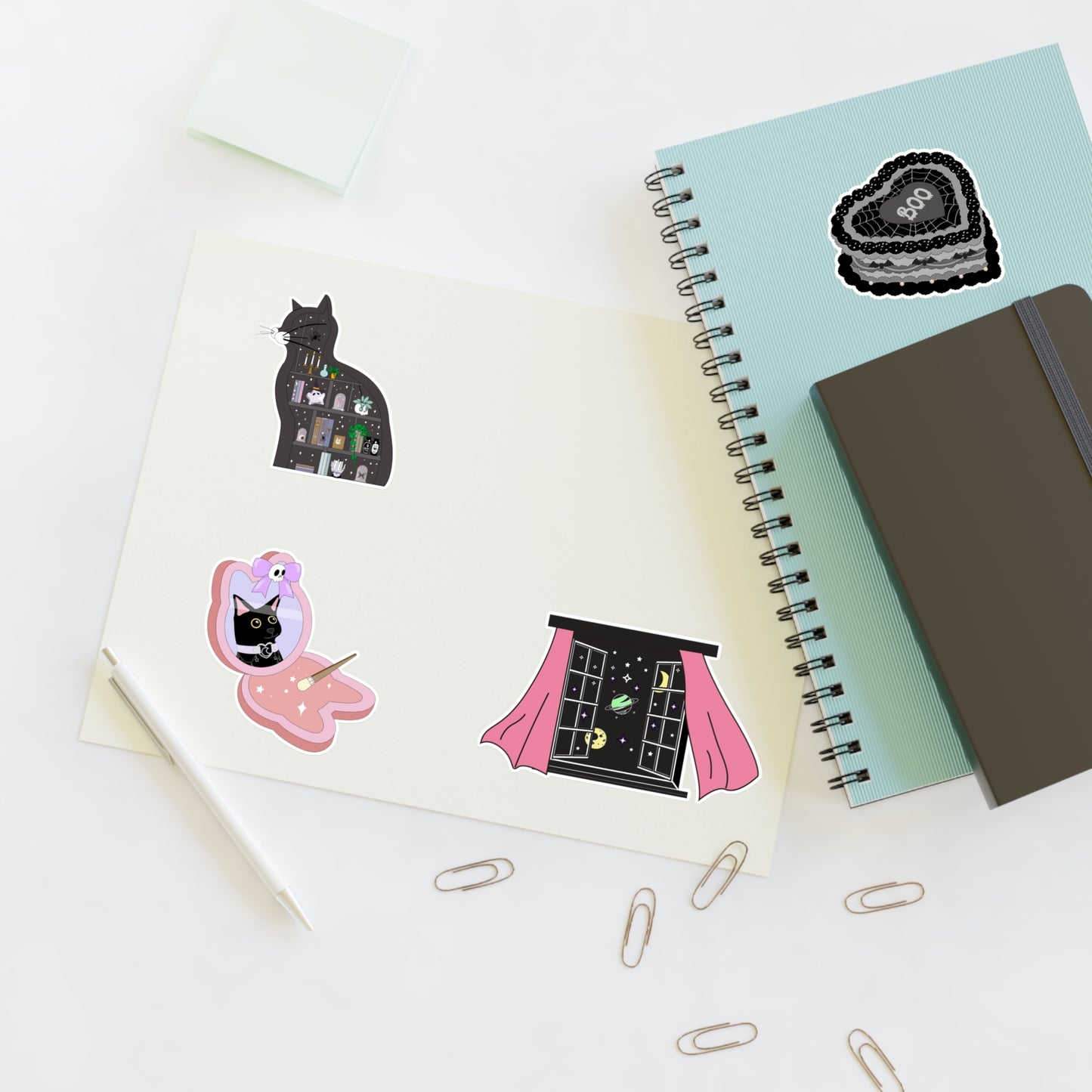 Kawaii Goth Kitty Sticker Sheets