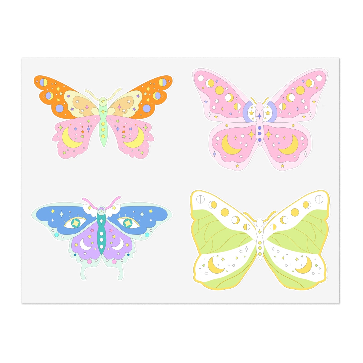 Pastel Kawaii Grunge Butterfly Sticker Sheets