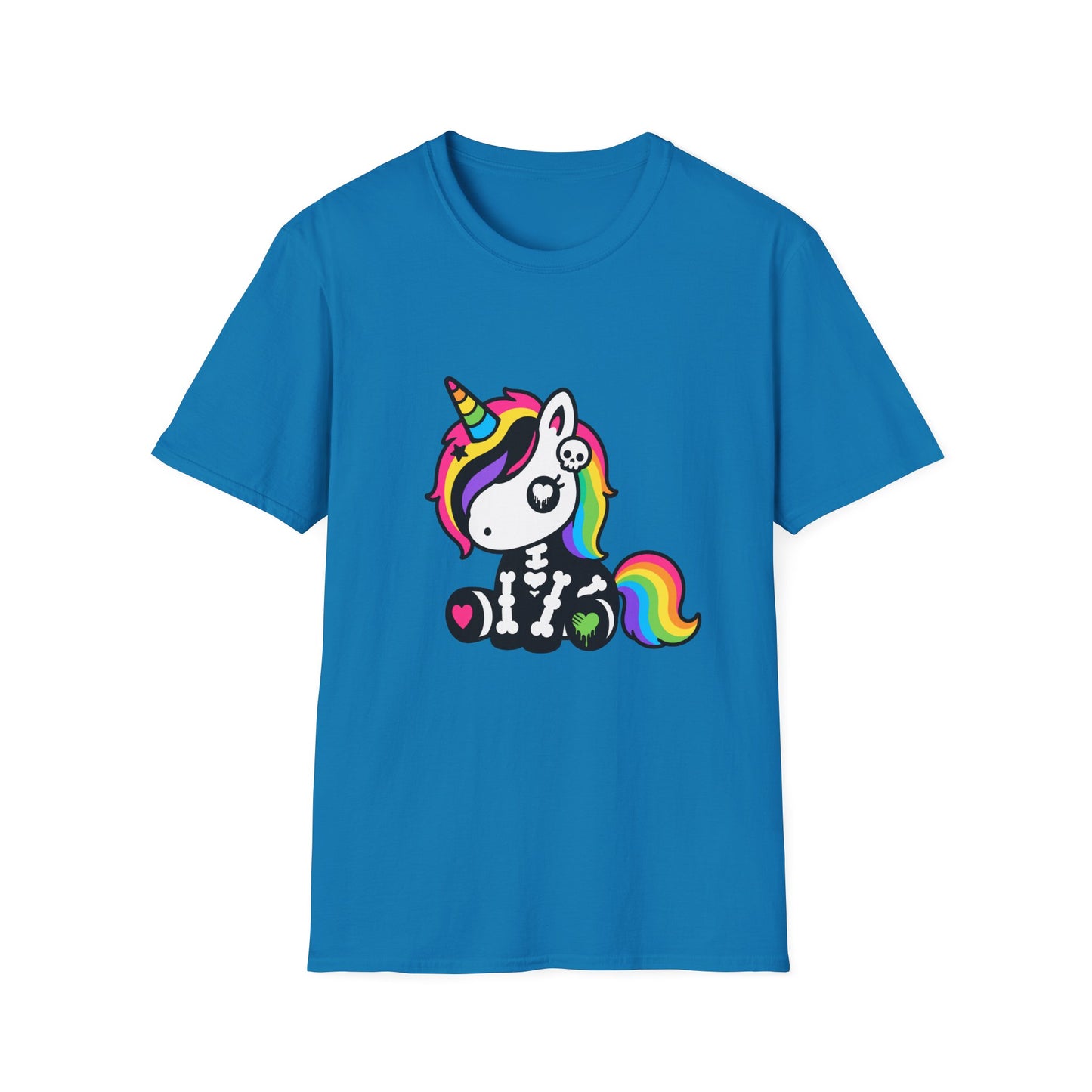 Rainbow Skeleton Unicorn Unisex T-Shirt – Scene Kid Style, S–4XL