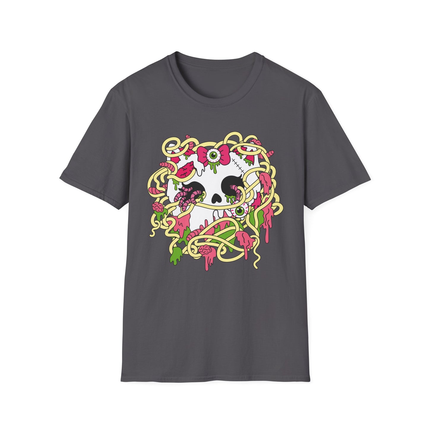 Zombie Kitty Spaghetti Graphic T-Shirt – Creepy Cutegore Noodle Monster Tee (XS–5XL)