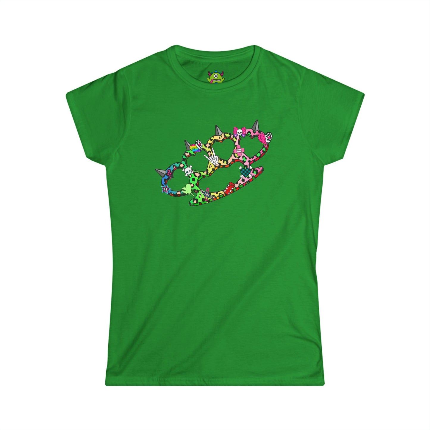 Rainbow Brass Knuckle Women's Graphic Tee – Emo Scene Y2K Baby Tee