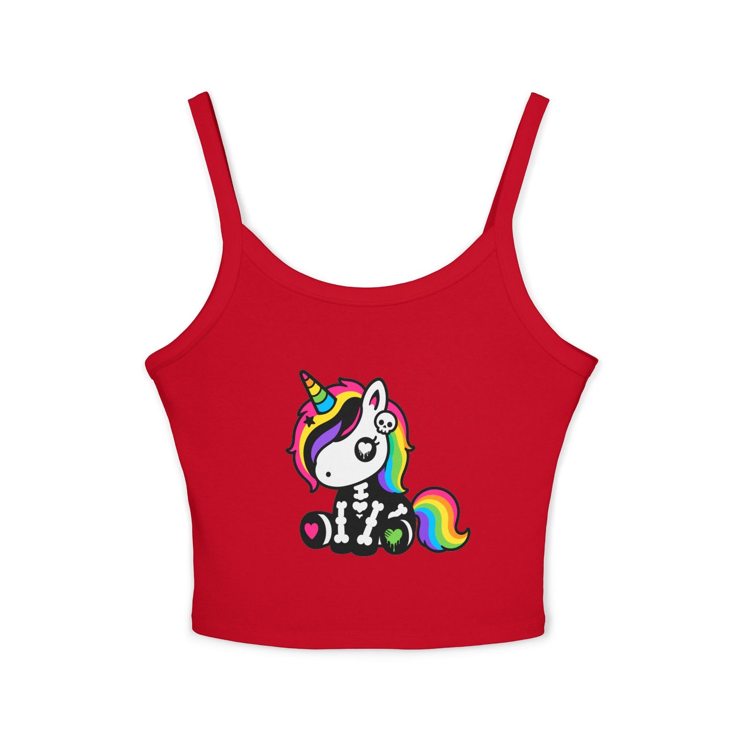 Rainbow Skeleton Unicorn Crop Tank Top – Scene Kid Style, XS–2XL