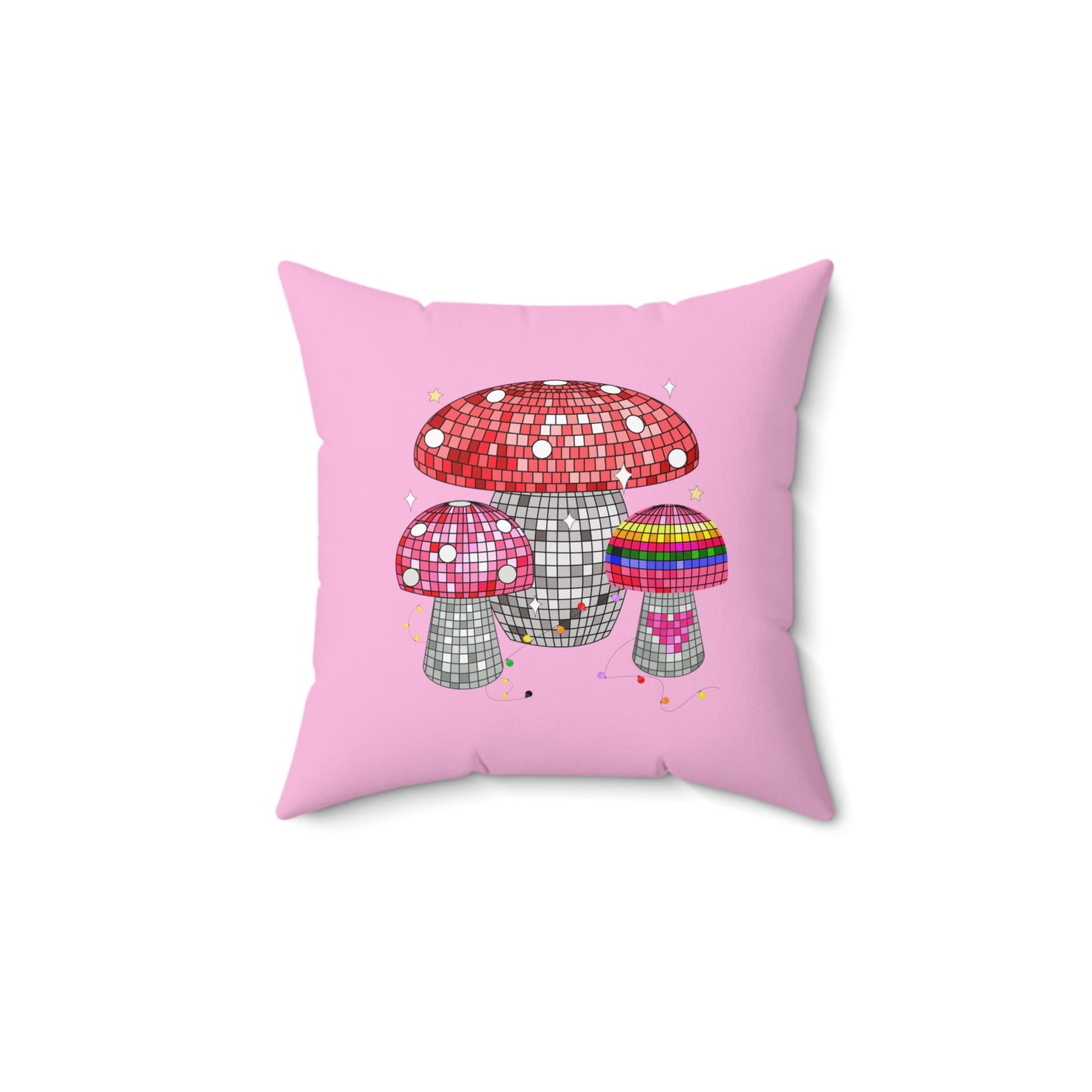 Disco Mushroom Trio Square Pillow