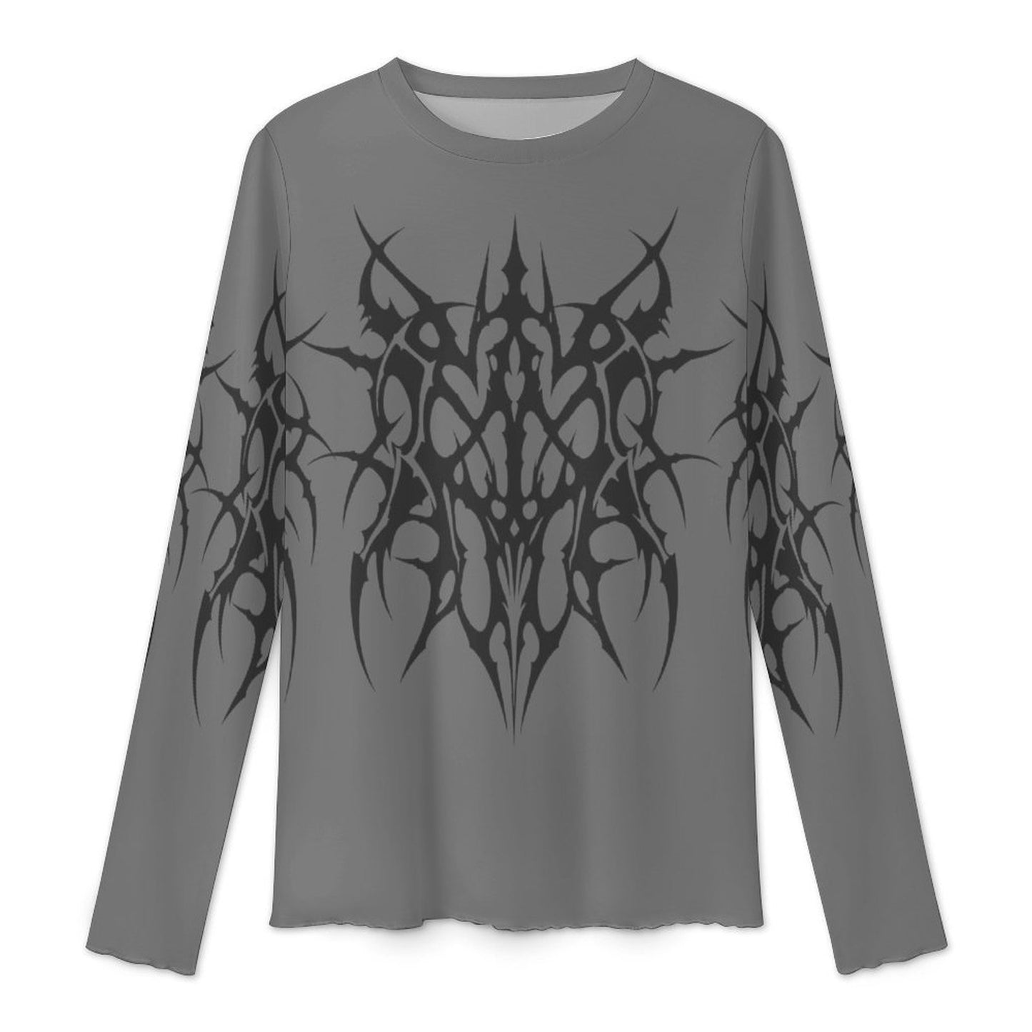 Smoke Sigil Sheer Mesh Long Sleeve Top | Emo Scene Y2K