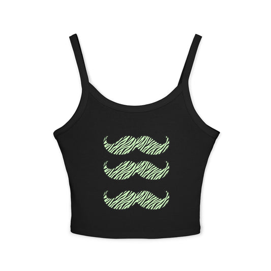 Neon Green Zebra Mustache Crop Tank Top – Emo Scene Kid, XS–2XL