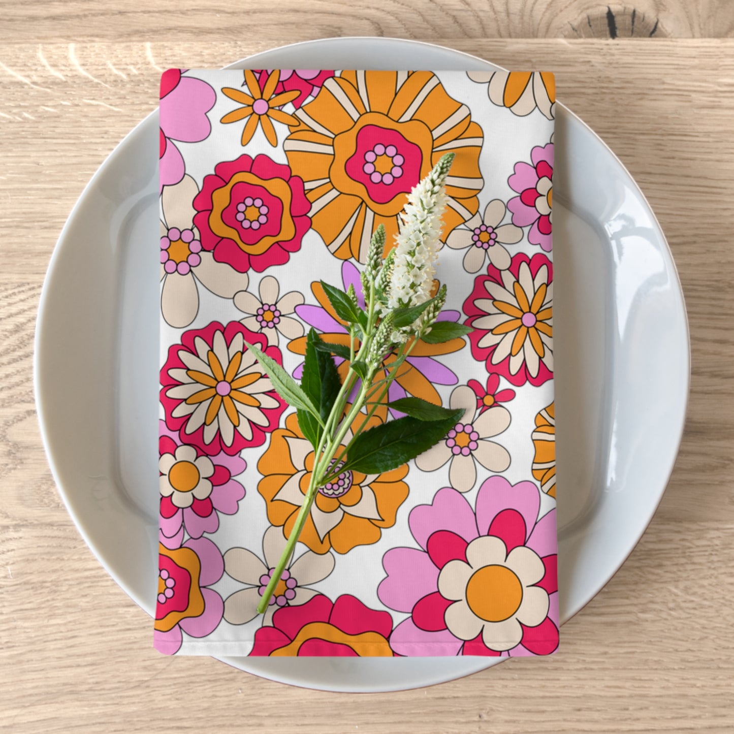 Retro Flower Child Pink Napkins