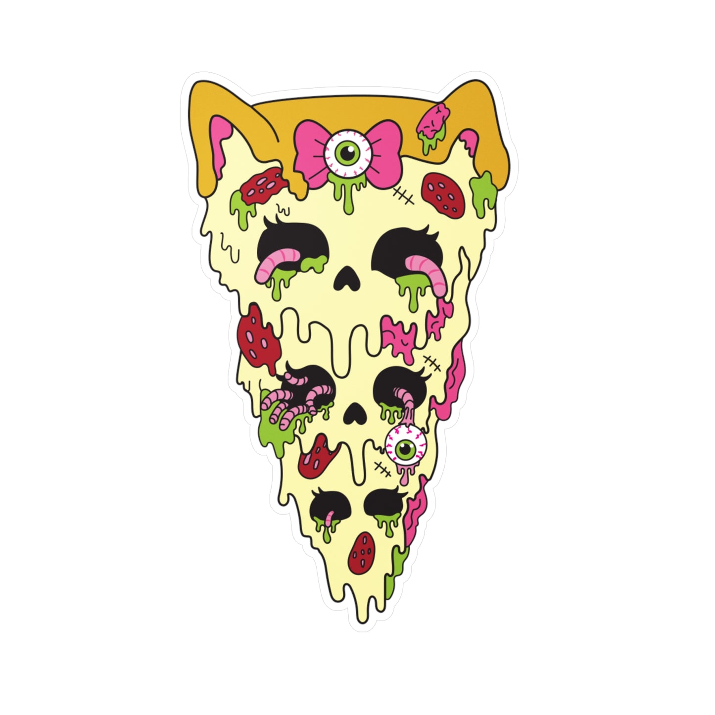 Zombie Kitty Pizza Kiss-Cut Vinyl Sticker