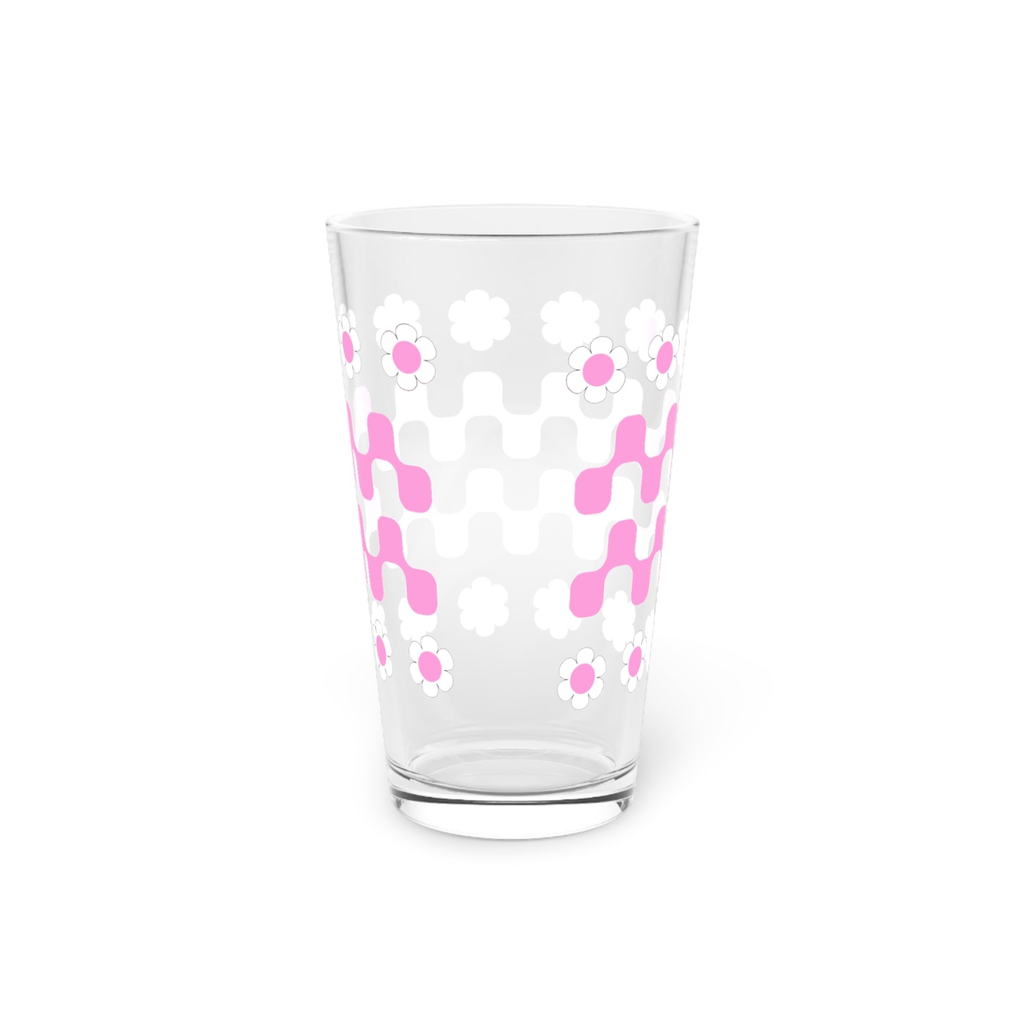 Retro Flower Child Squiggly Pint Glass