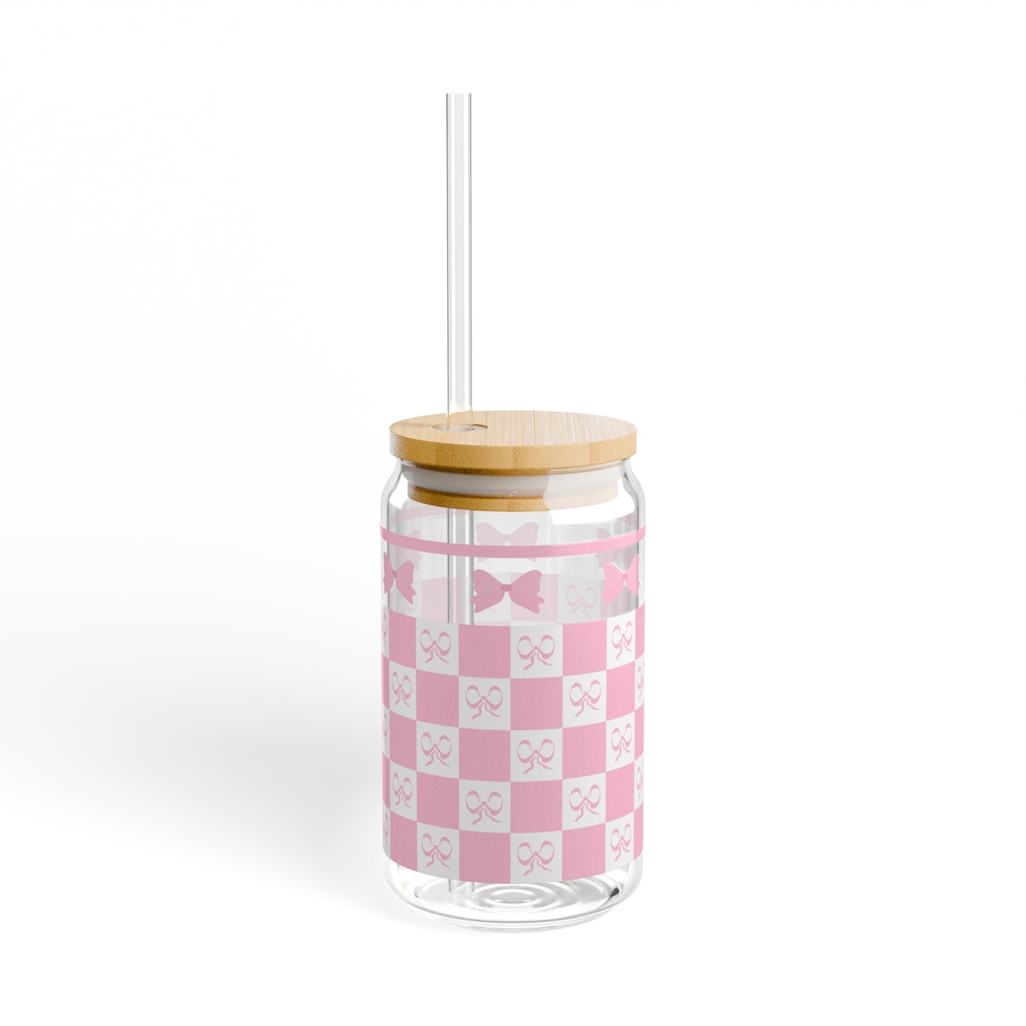 Pink Coquette Aesthetic Bow Sipper Glass