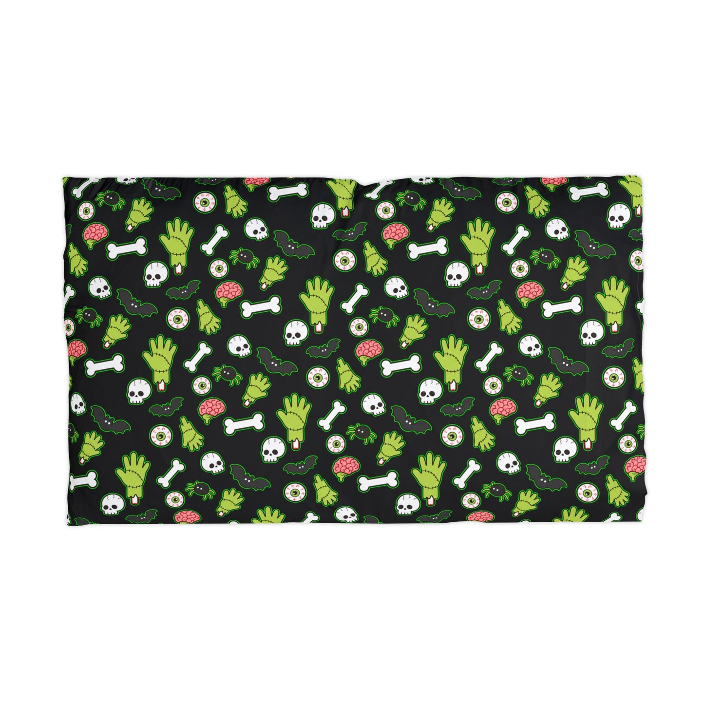 Pillowcase - Cute Creepy Halloween Pattern (Skulls, Bones & Zombie Hands)