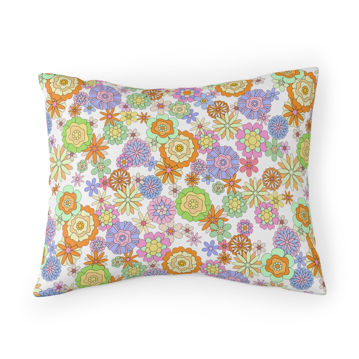 Retro Flower Child Green Pillow Sham