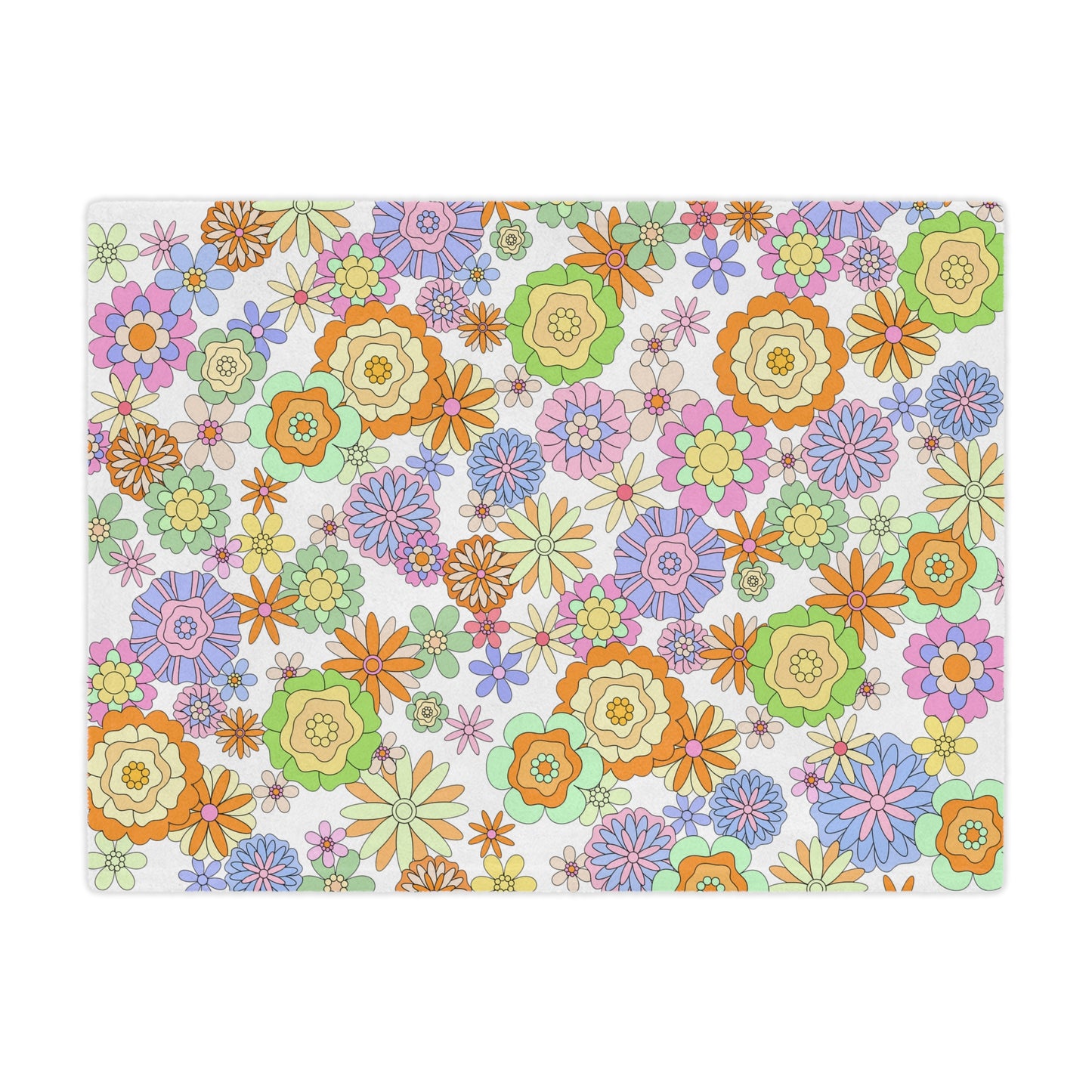 Retro Flower Child Green Blanket