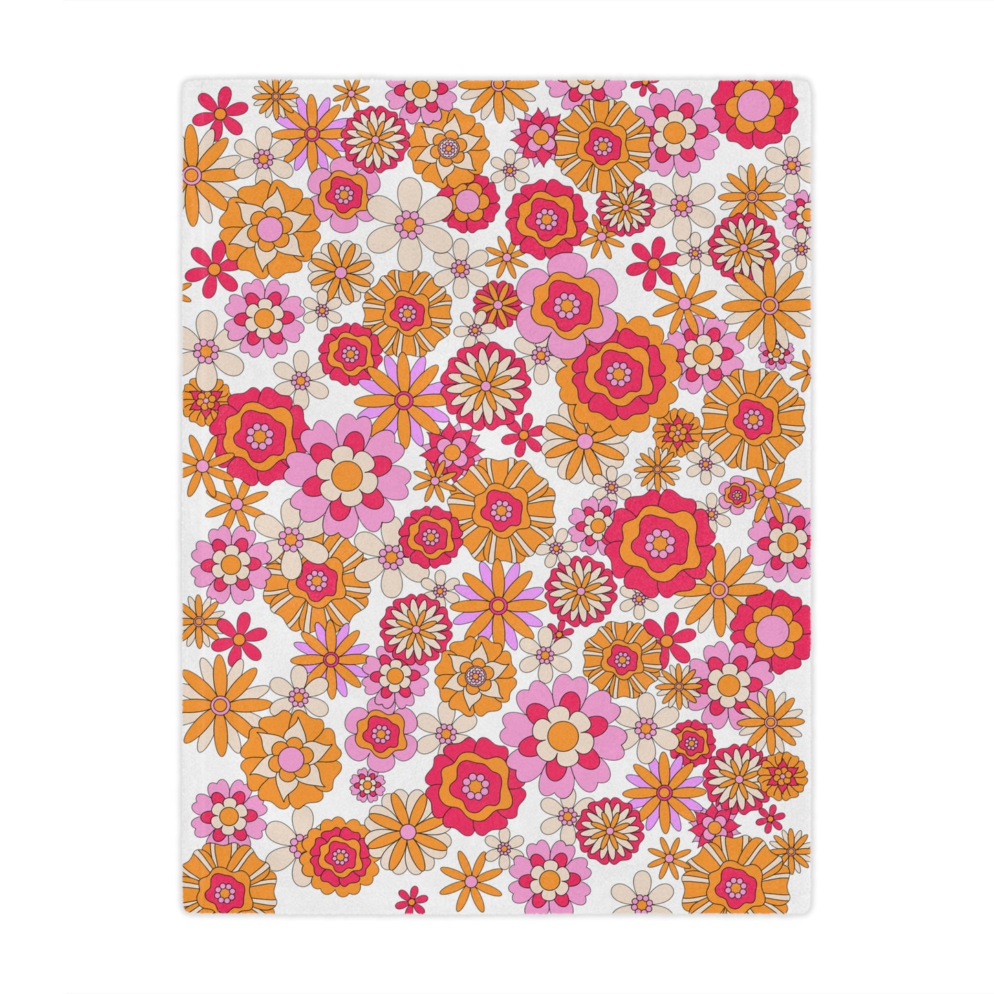 Retro Flower Child Pink Blanket