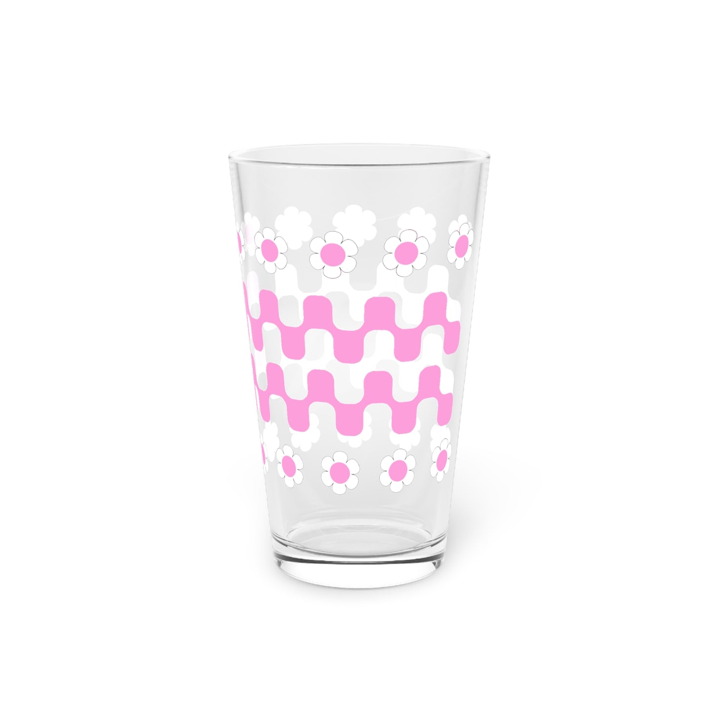 Retro Flower Child Squiggly Pint Glass