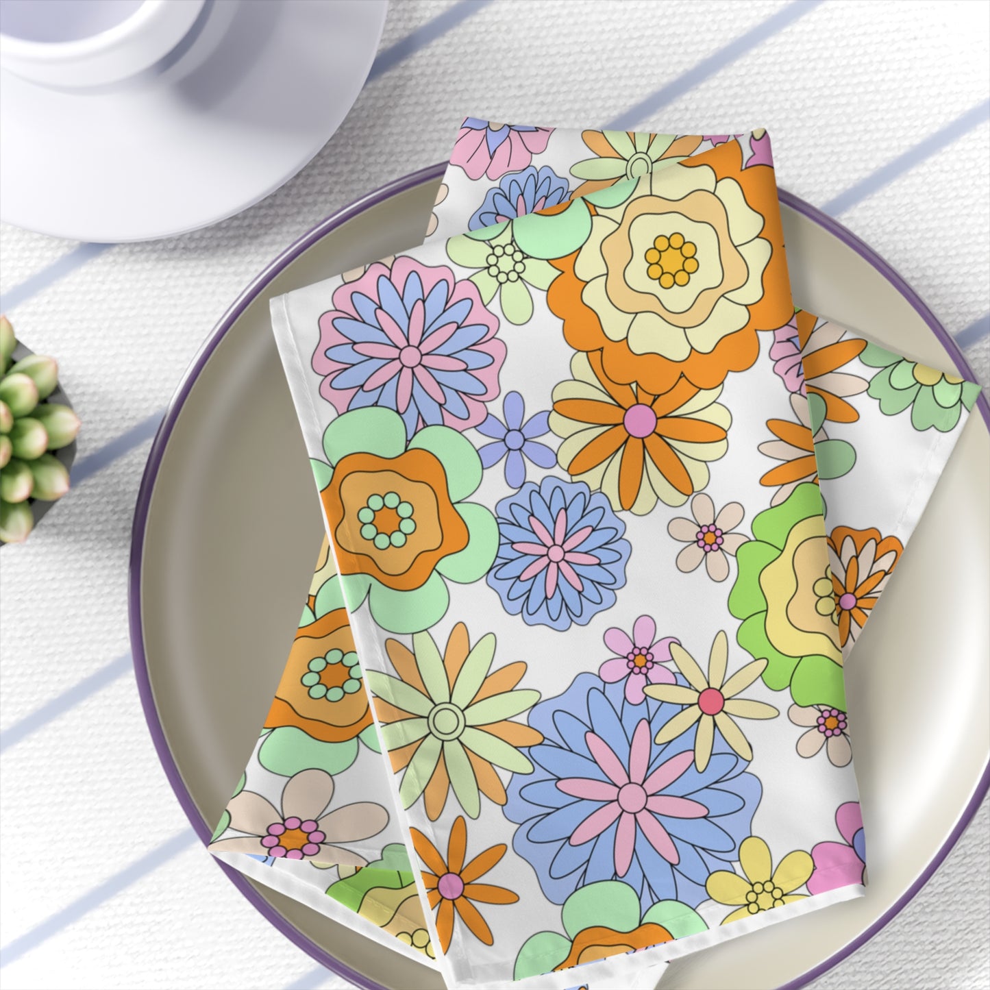 Retro Flower Child Green Napkins