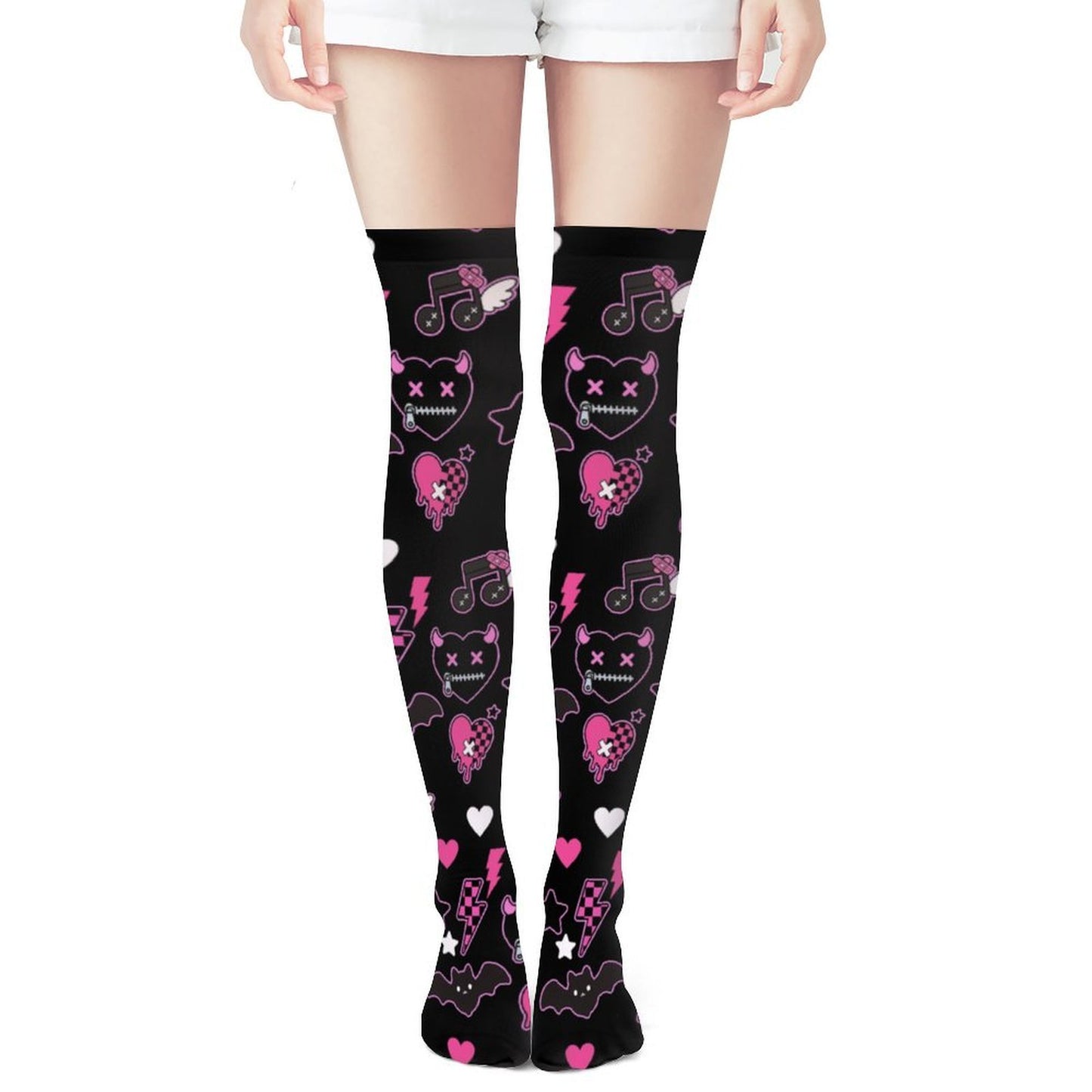 Devil Heart Scene Kid Knee High Stockings