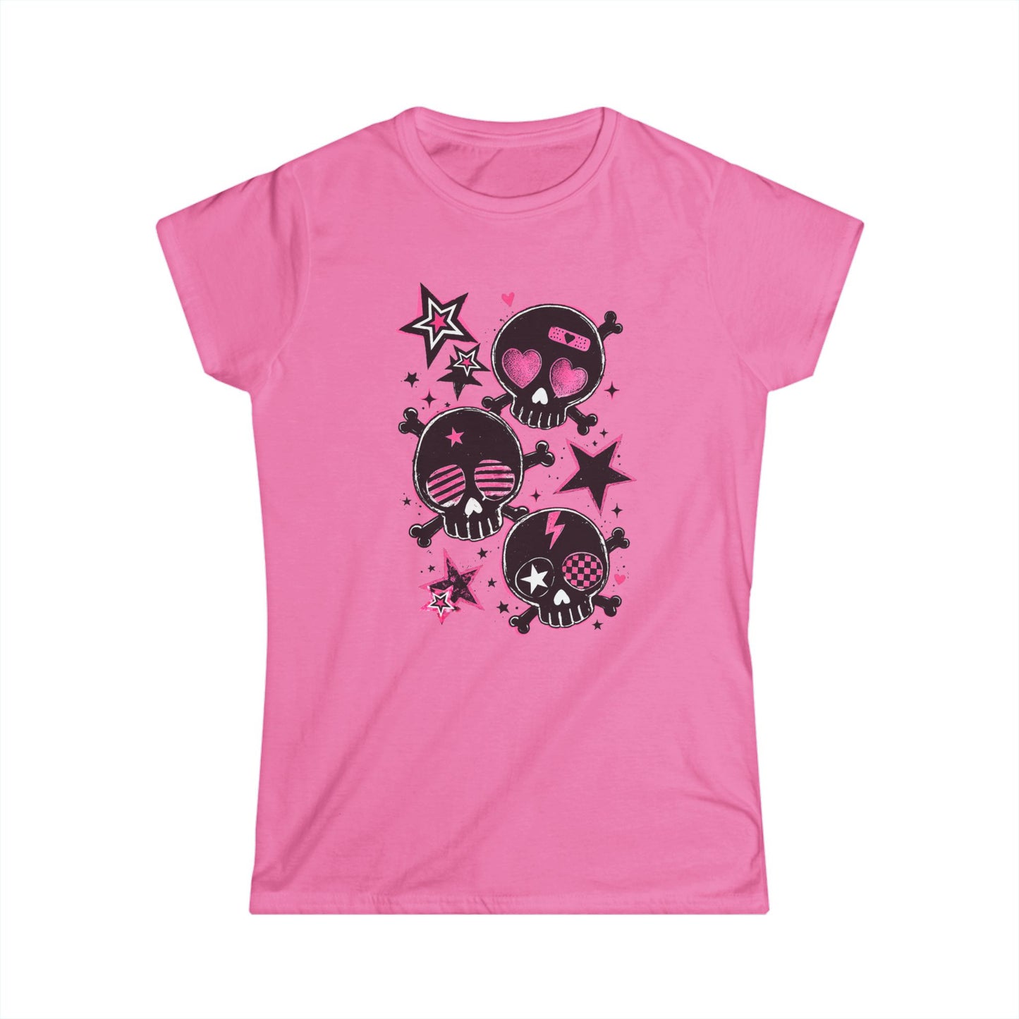 Pink Skull Star Women’s Tee | Scene Emo Graphic T-Shirt