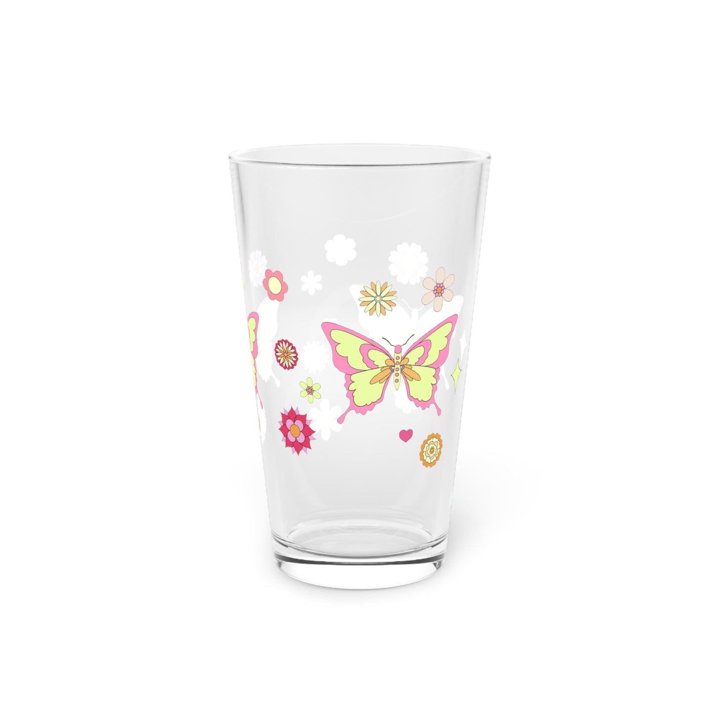 Retro Hippies Butterfly Pint Glass