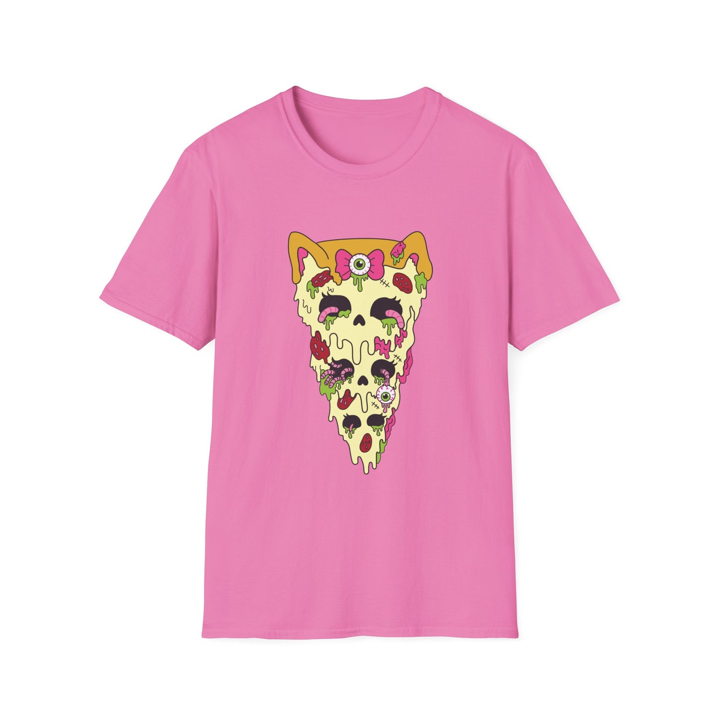 Zombie Kitty Pizza Graphic T-Shirt – Creepy Cutegore Pizza Slice Tee (XS–5XL)