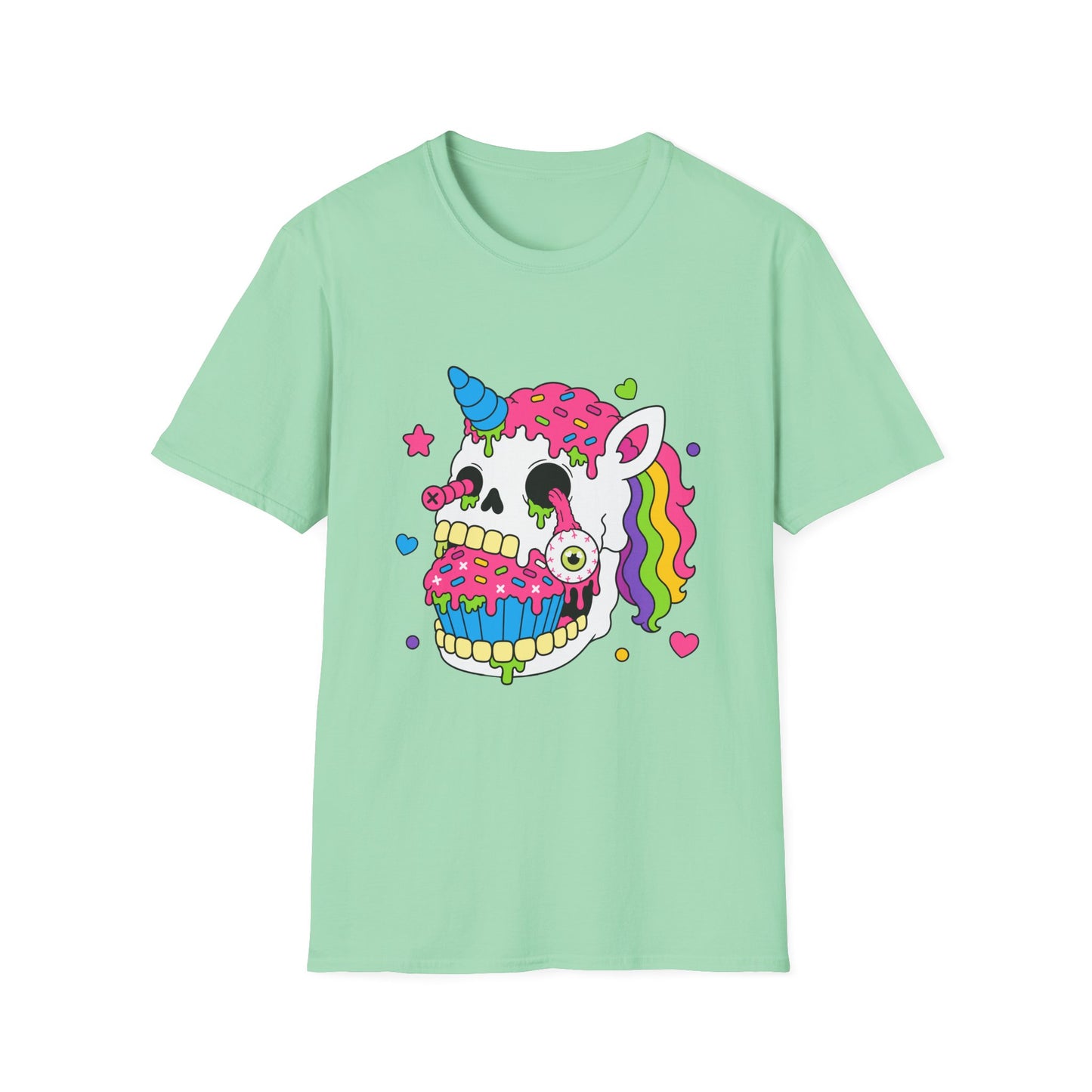 Unicorn Skull Cupcake Tee – Unisex Cotton Graphic T-Shirt