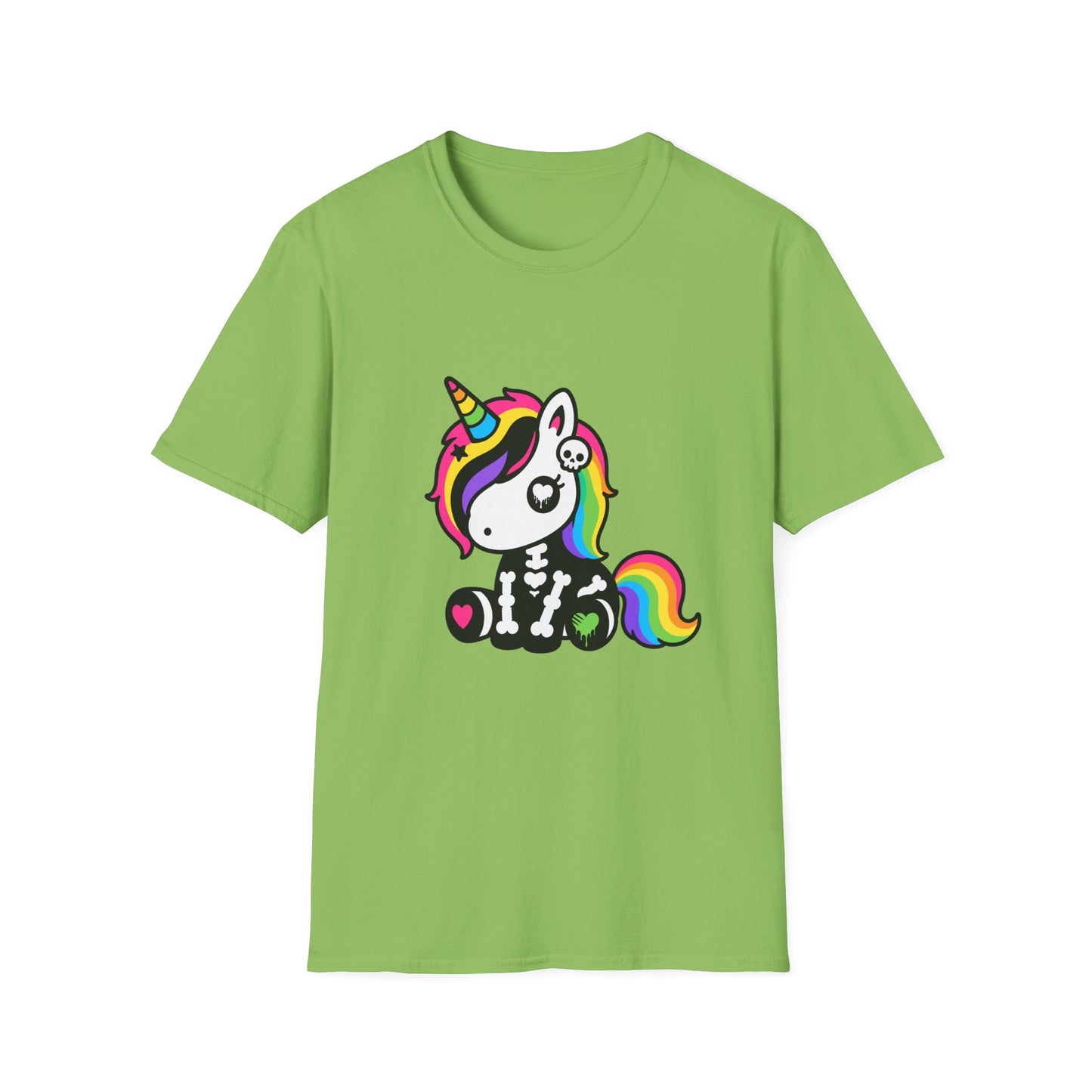 Rainbow Skeleton Unicorn Unisex T-Shirt – Scene Kid Style, S–4XL