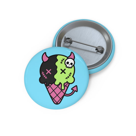 Cute Devil Ice Cream Pin Button — Kawaii Goth Enamel-Style Badge