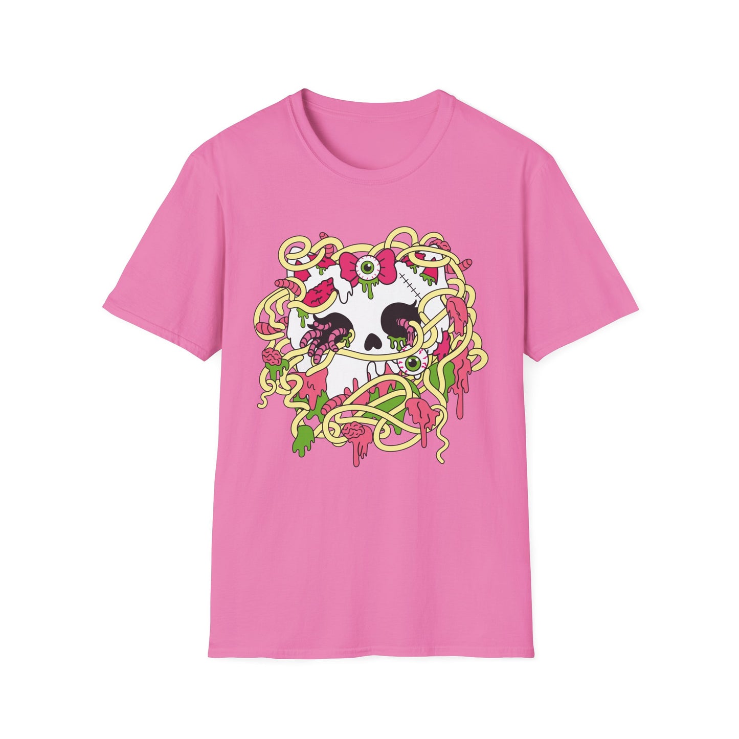 Zombie Kitty Spaghetti Graphic T-Shirt – Creepy Cutegore Noodle Monster Tee (XS–5XL)