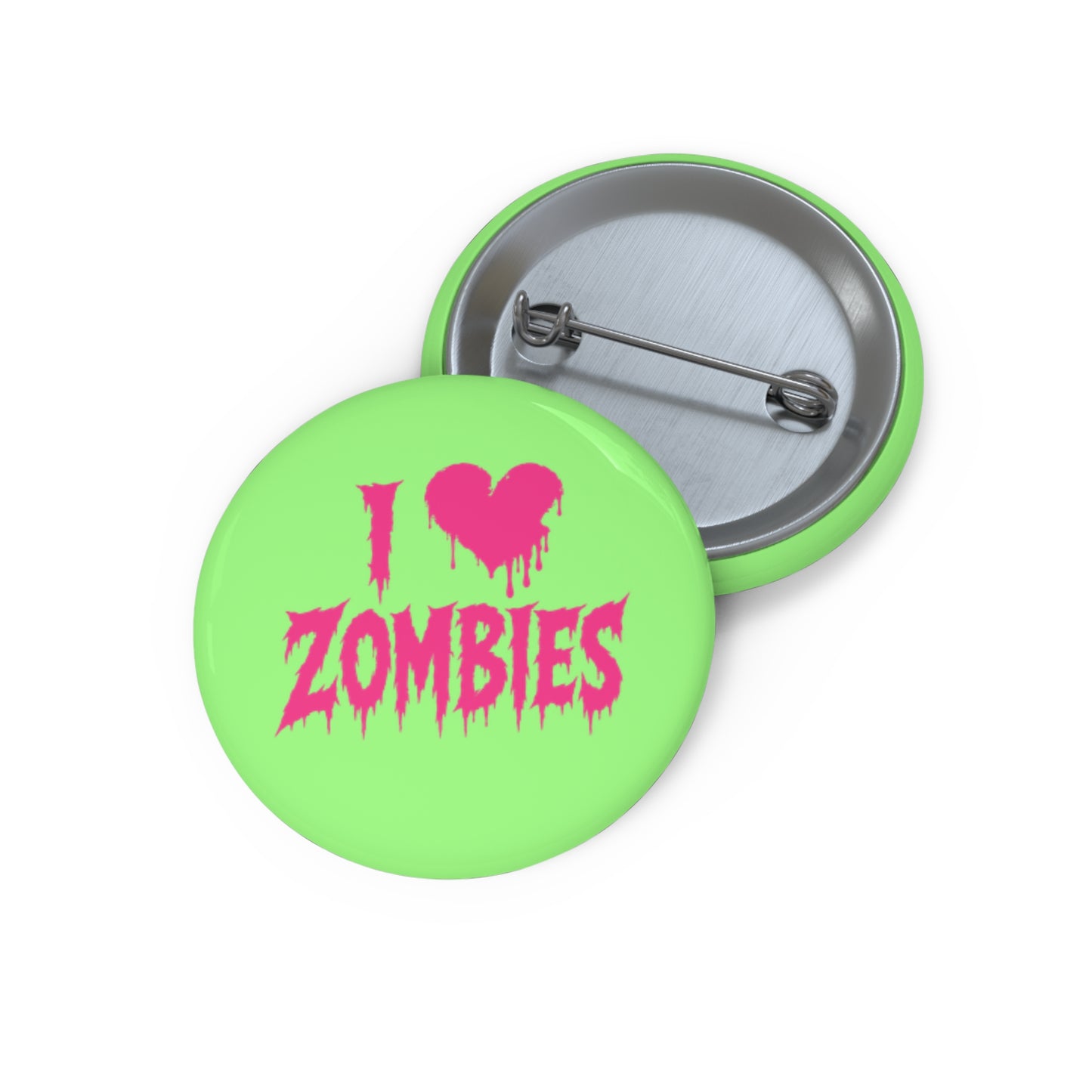 I Heart Zombies pin button | Custom Pin Button, Neon Green Goth Horror