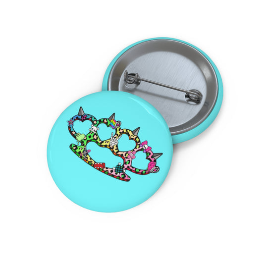 Rainbow Heart Brass Knuckle Pin Button – Emo Scene Y2K Kawaii Badge