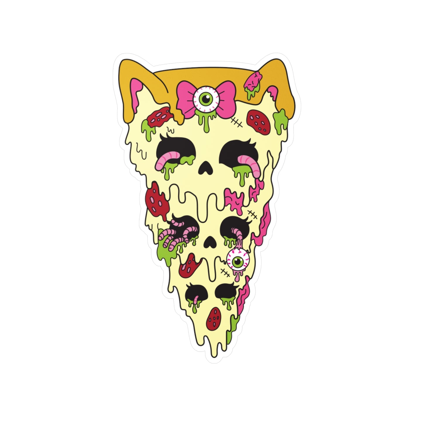 Zombie Kitty Pizza Kiss-Cut Vinyl Sticker
