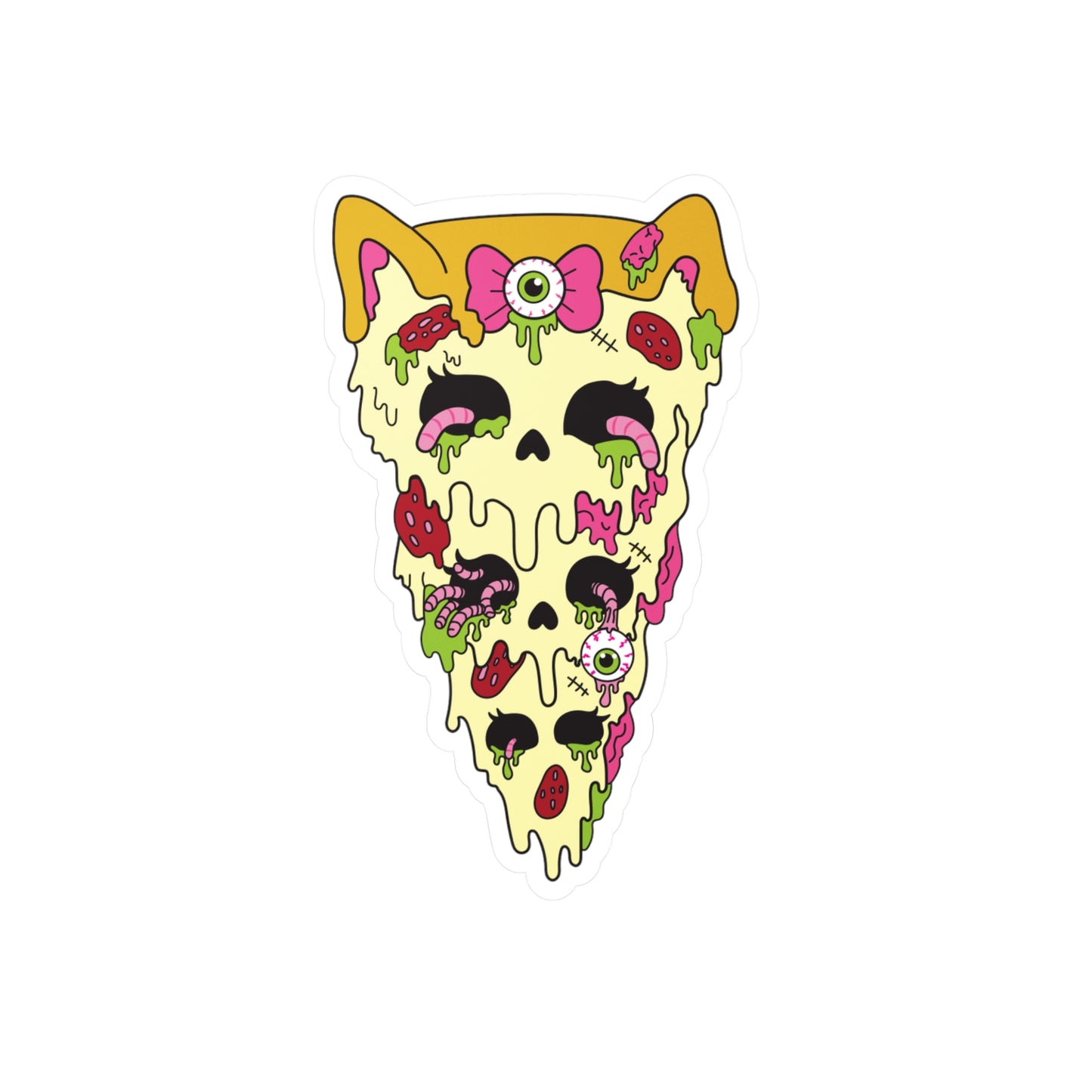 Zombie Kitty Pizza Kiss-Cut Vinyl Sticker