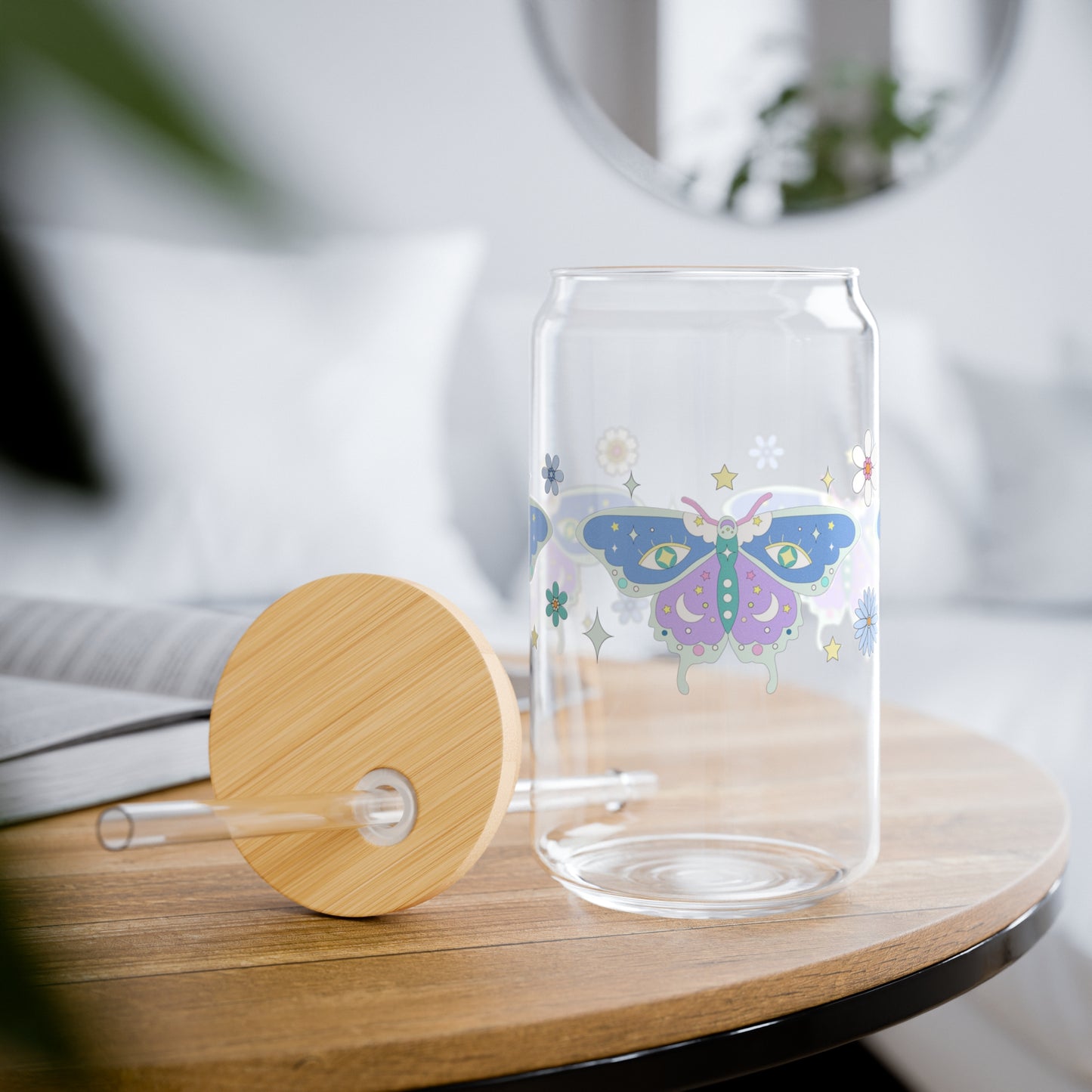 Pastel Grunge Boho Magical Butterfly Sipper Glass