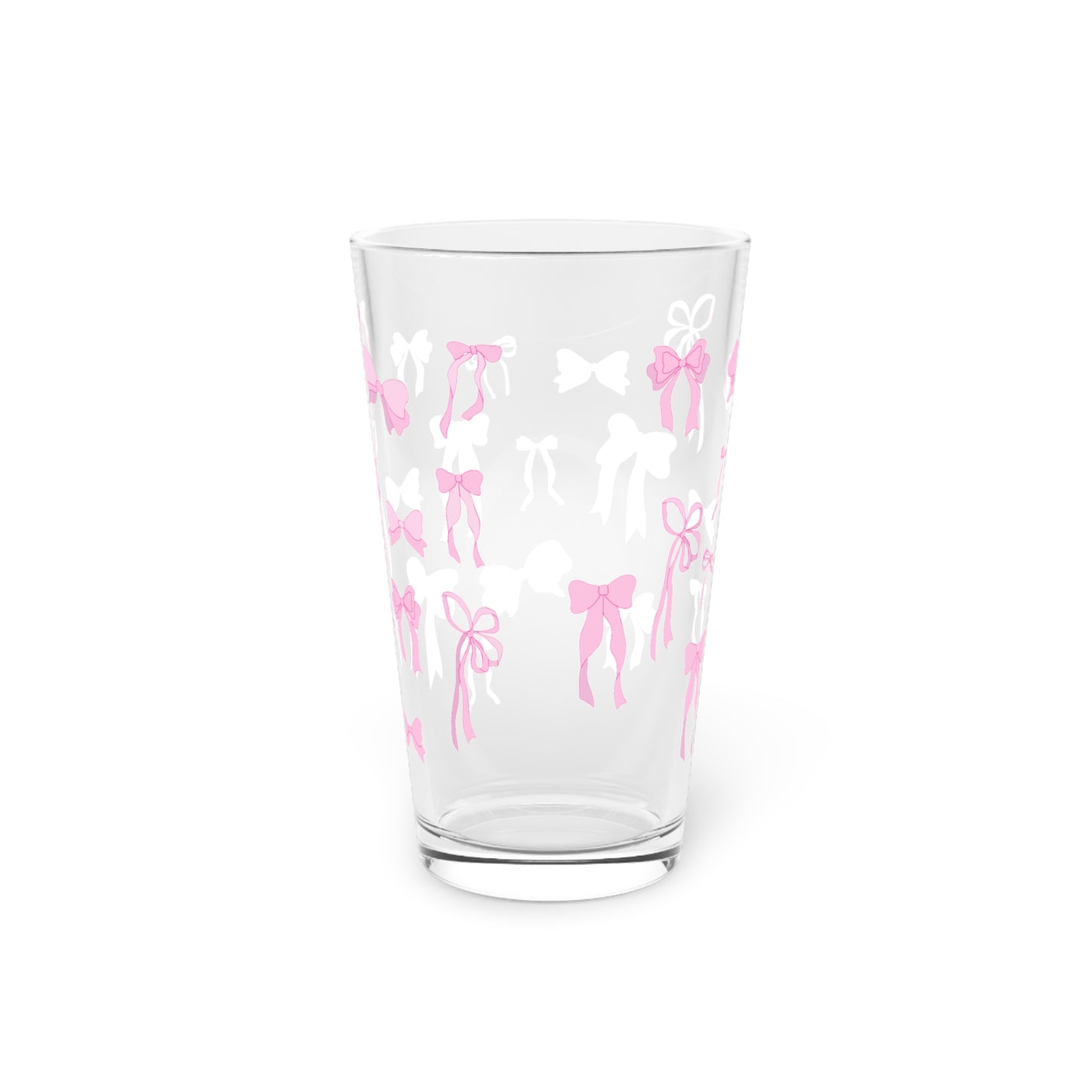 Soft Girl Aesthetic Pink Bow Pint Glass, 16oz