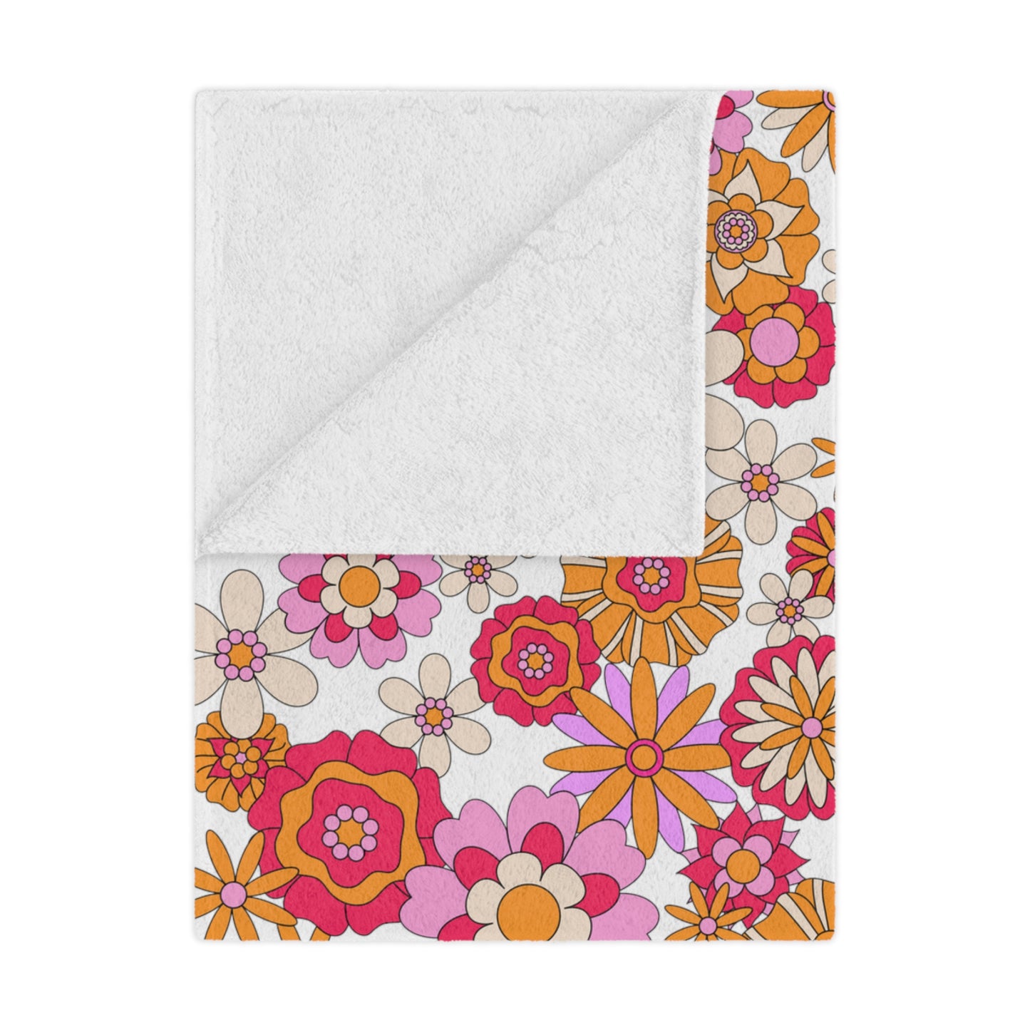 Retro Flower Child Pink Blanket