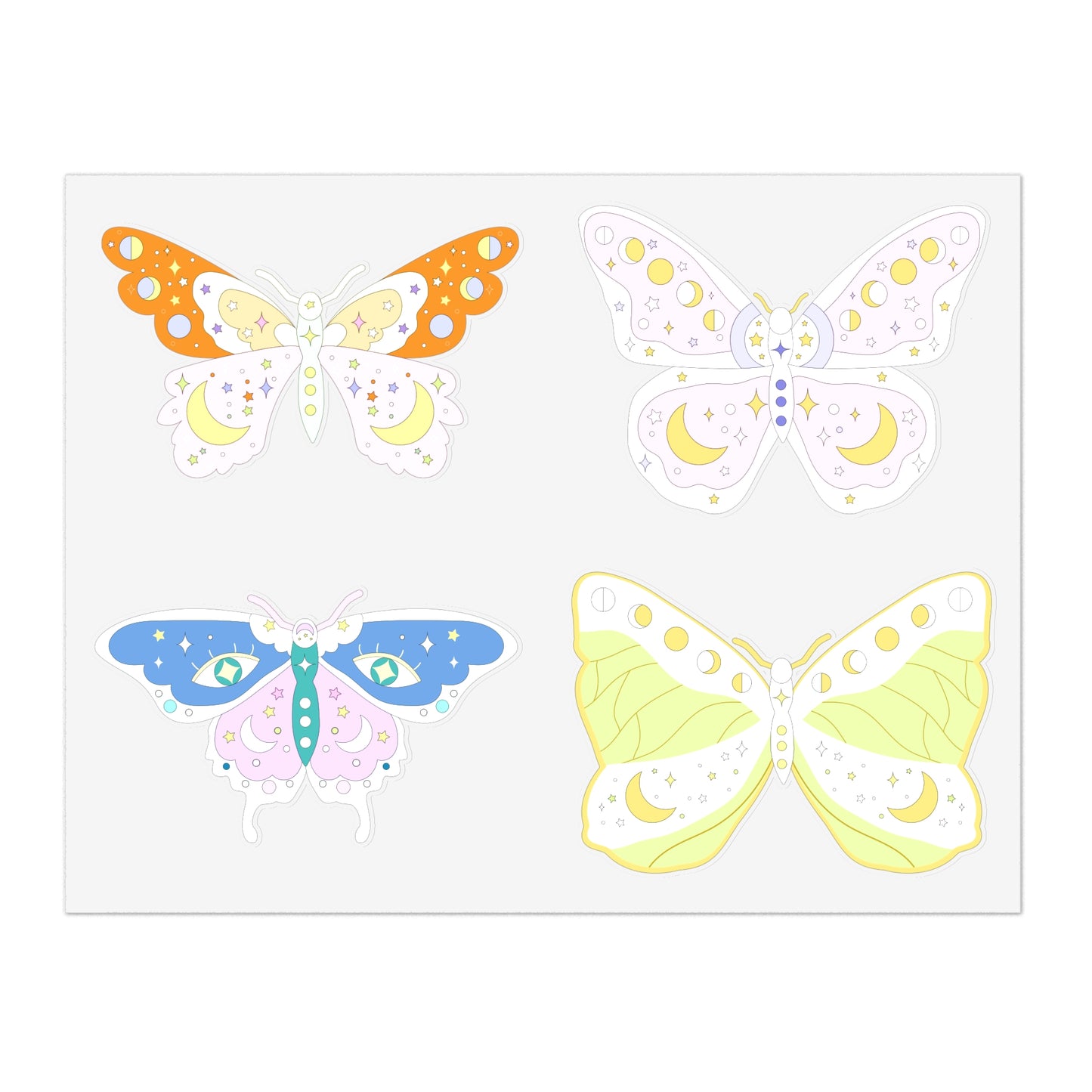 Pastel Kawaii Grunge Butterfly Sticker Sheets