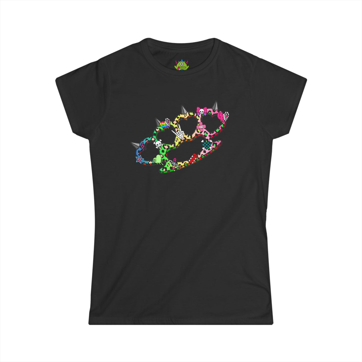 Rainbow Brass Knuckle Women's Graphic Tee – Emo Scene Y2K Baby Tee