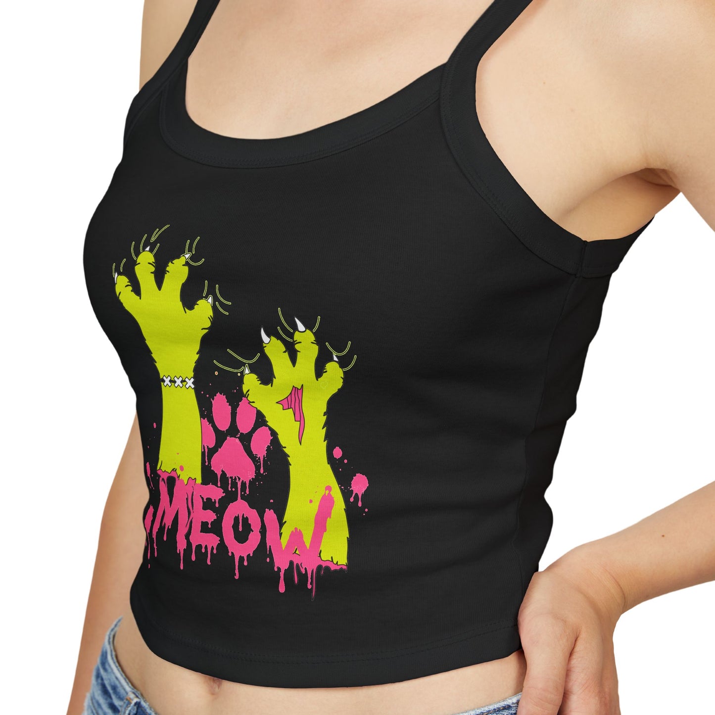 Zombie Cat Claw "MEOW" Women's Crop Tank Top
