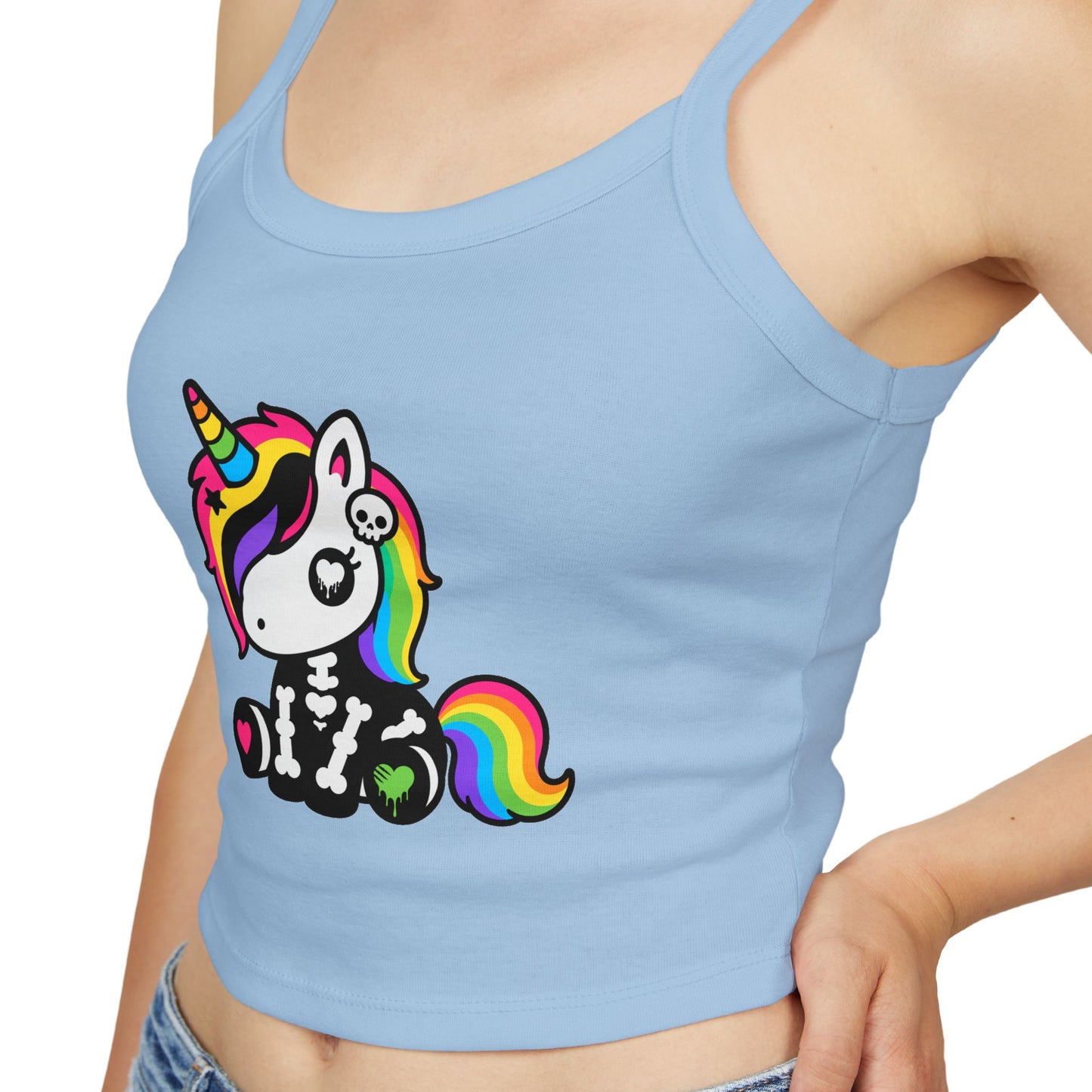 Rainbow Skeleton Unicorn Crop Tank Top – Scene Kid Style, XS–2XL