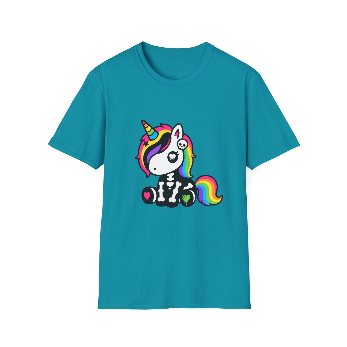 Rainbow Skeleton Unicorn Unisex T-Shirt – Scene Kid Style, S–4XL