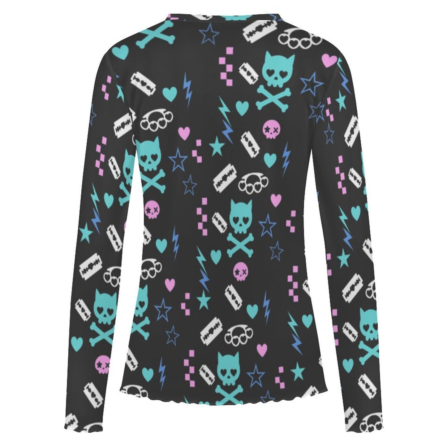 Electric Cat Scene Queen Mesh Sheer Top