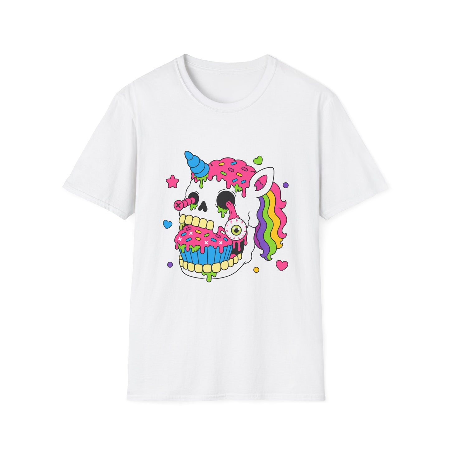 Unicorn Skull Cupcake Tee – Unisex Cotton Graphic T-Shirt