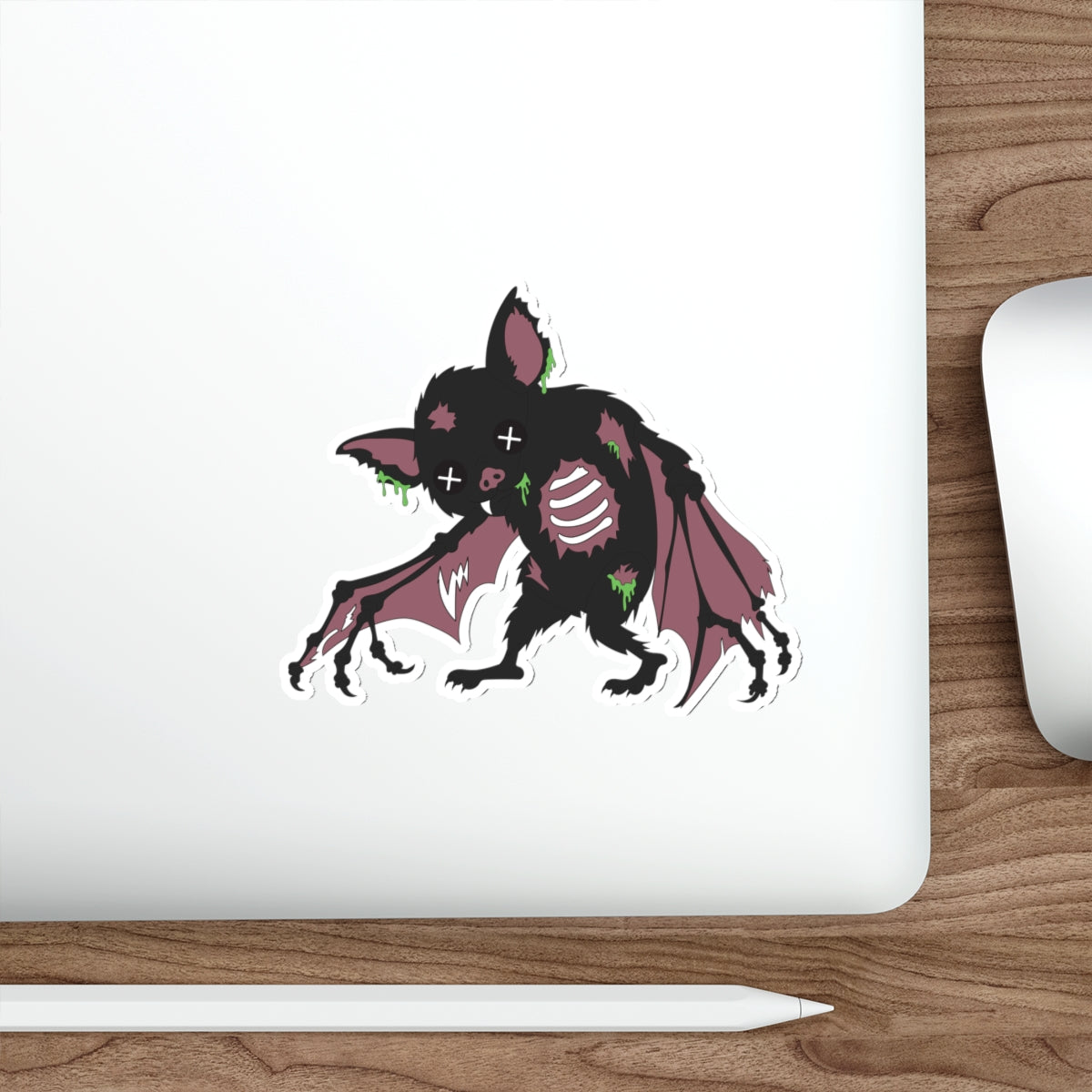 Zombie Bat Die-Cut Sticker — Cute Spooky Horror Sticker for Laptops & Journals