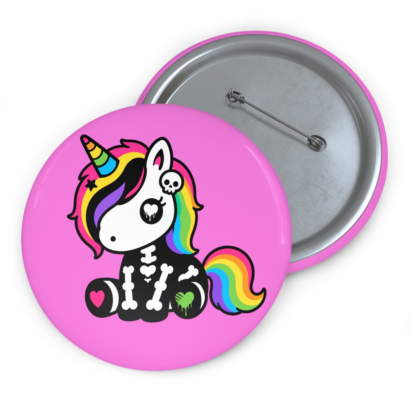 Rainbow Skeleton Unicorn Pin Button – Scene Kid Style