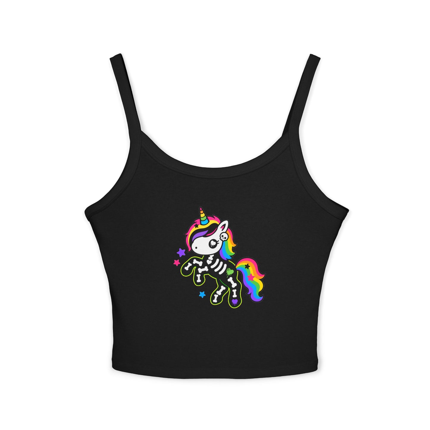 Rainbow Skeleton Unicorn Crop Tank Top – Emo Scene Kid, XS–2XL