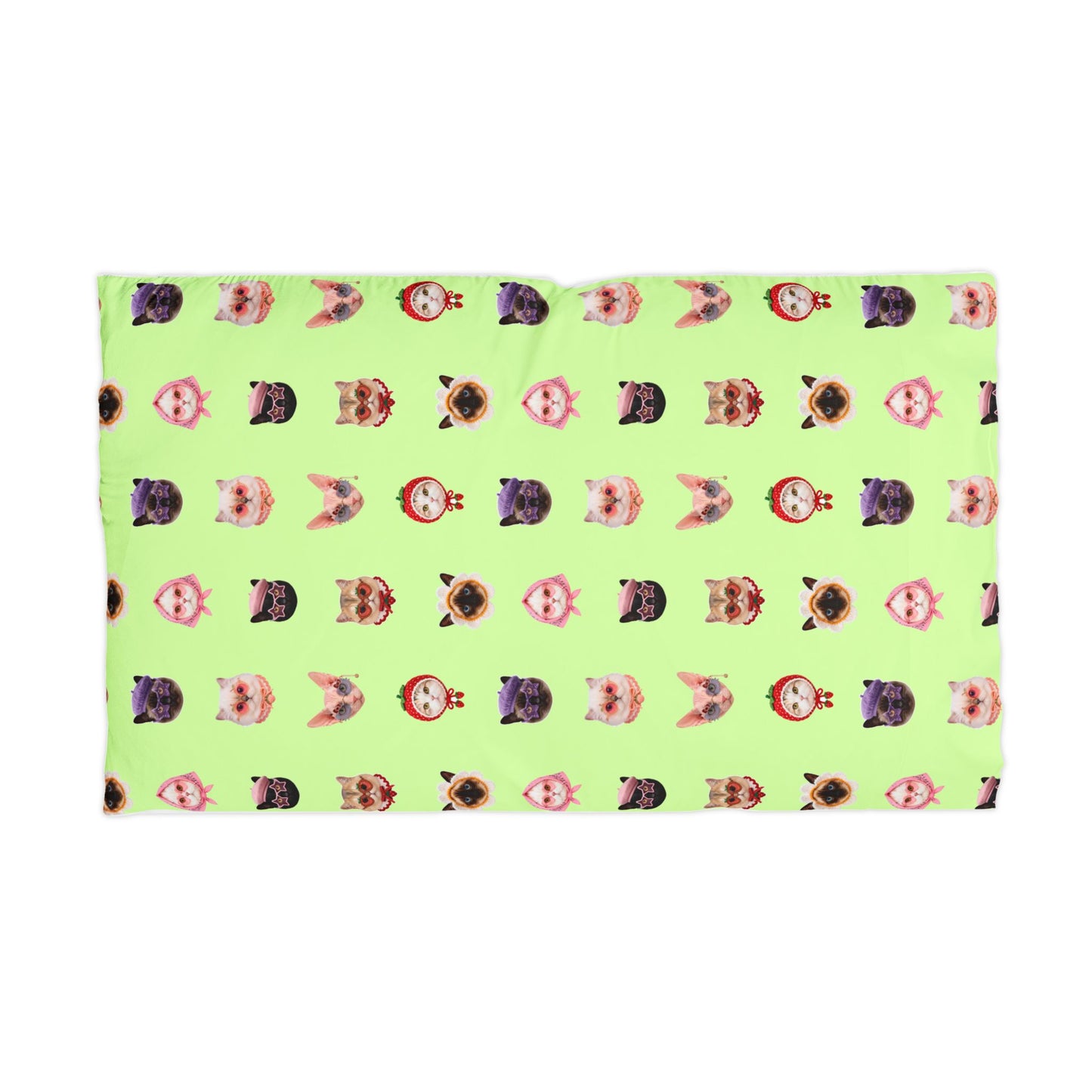 Lime Puppy Faces Pillowcase – Playful Repeat Print Microfiber Pillow Cover