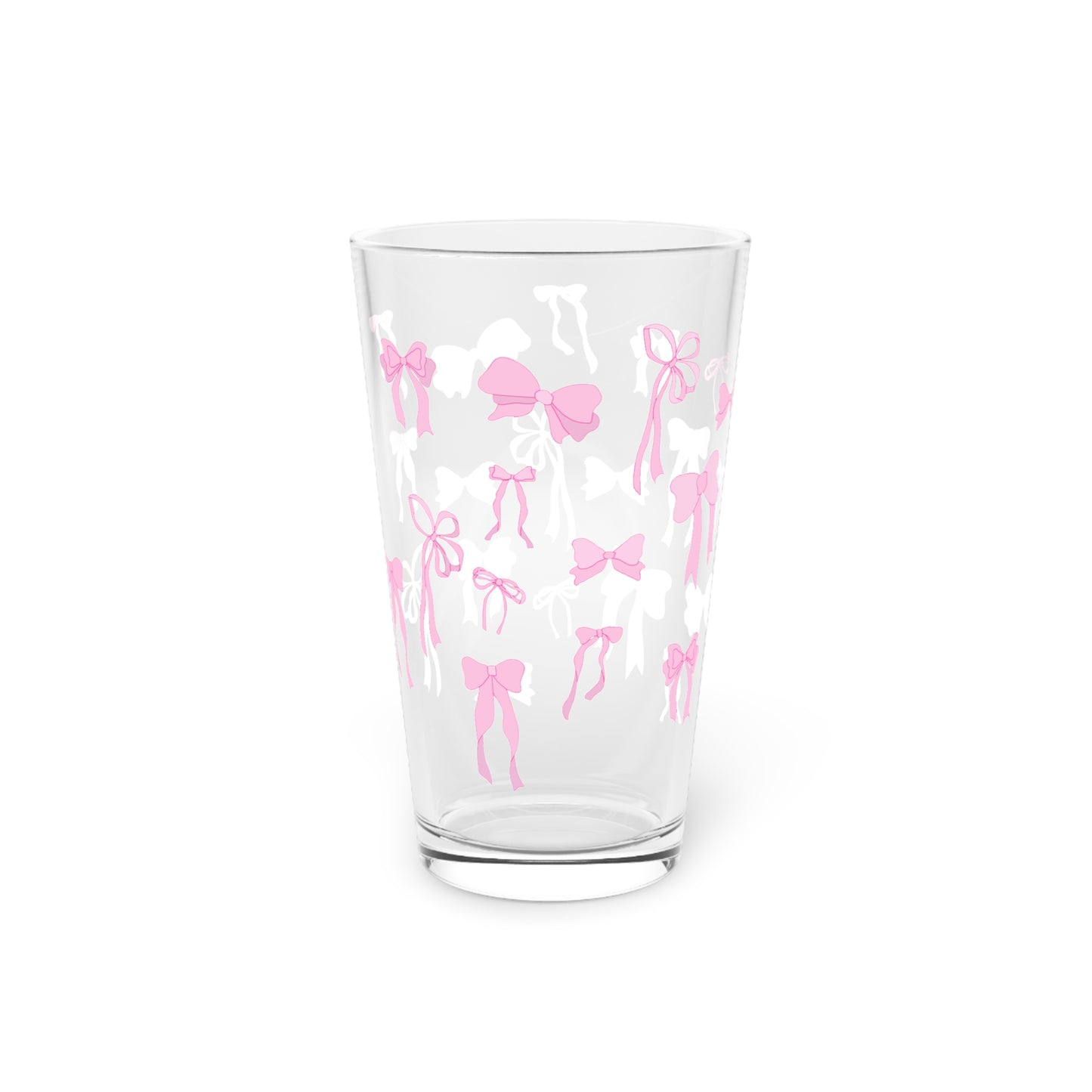 Soft Girl Aesthetic Pink Bow Pint Glass, 16oz