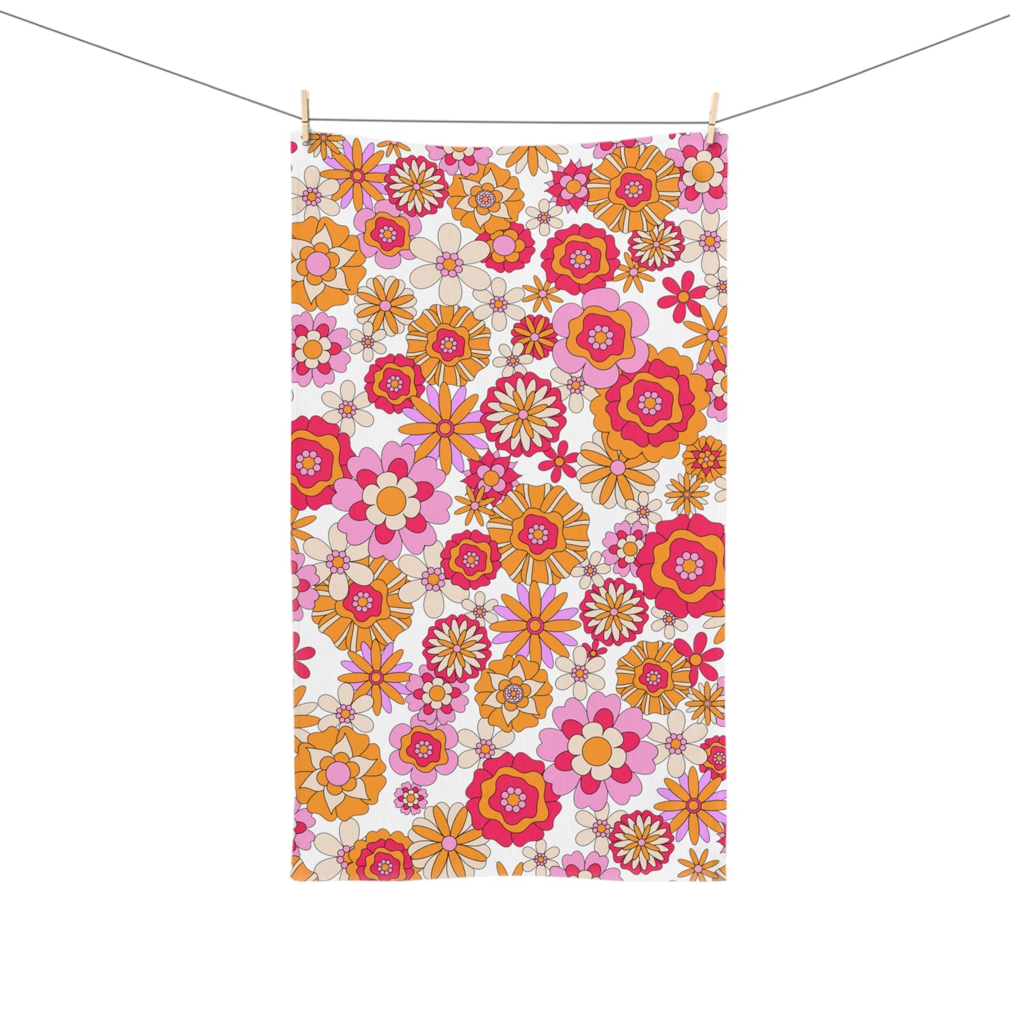 Retro Flower Child Hand Towel