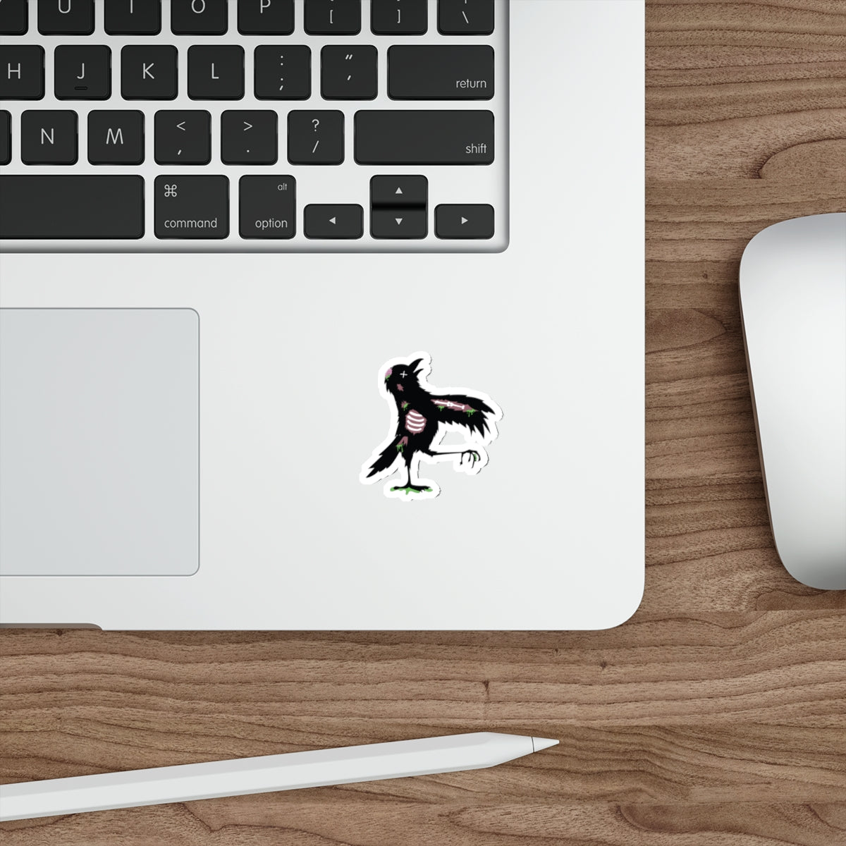Zombie Crow Die-Cut Sticker — Gothic Halloween Sticker for Laptops, Skateboards & Journals
